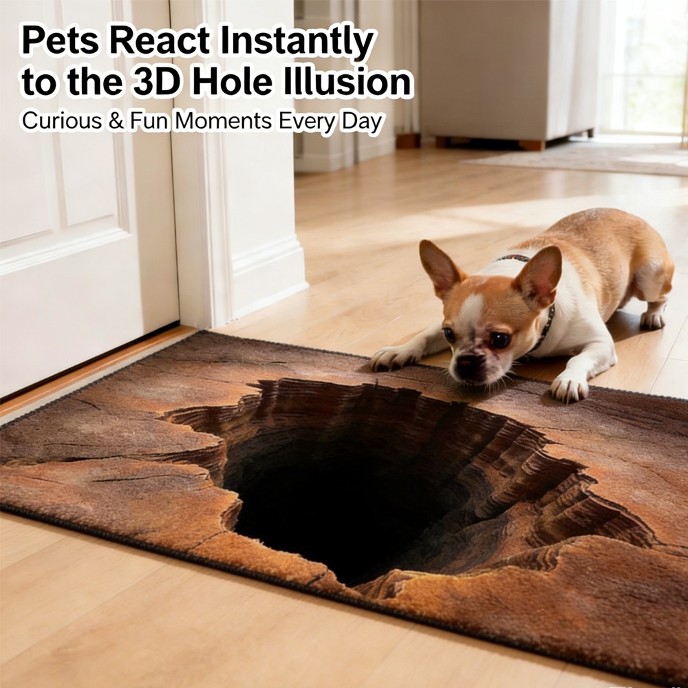 Design 3D Rugs Optical Illusion Hole For Door Entrance Bath and Stair Zones