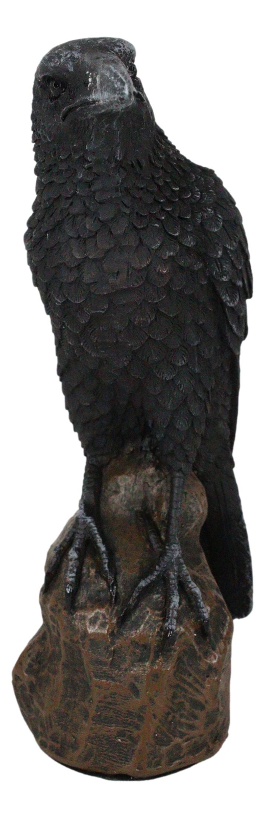 Ebros Gothic Raven Statue Crow Scavenger Bird Perching On Rock Figurine 6"H