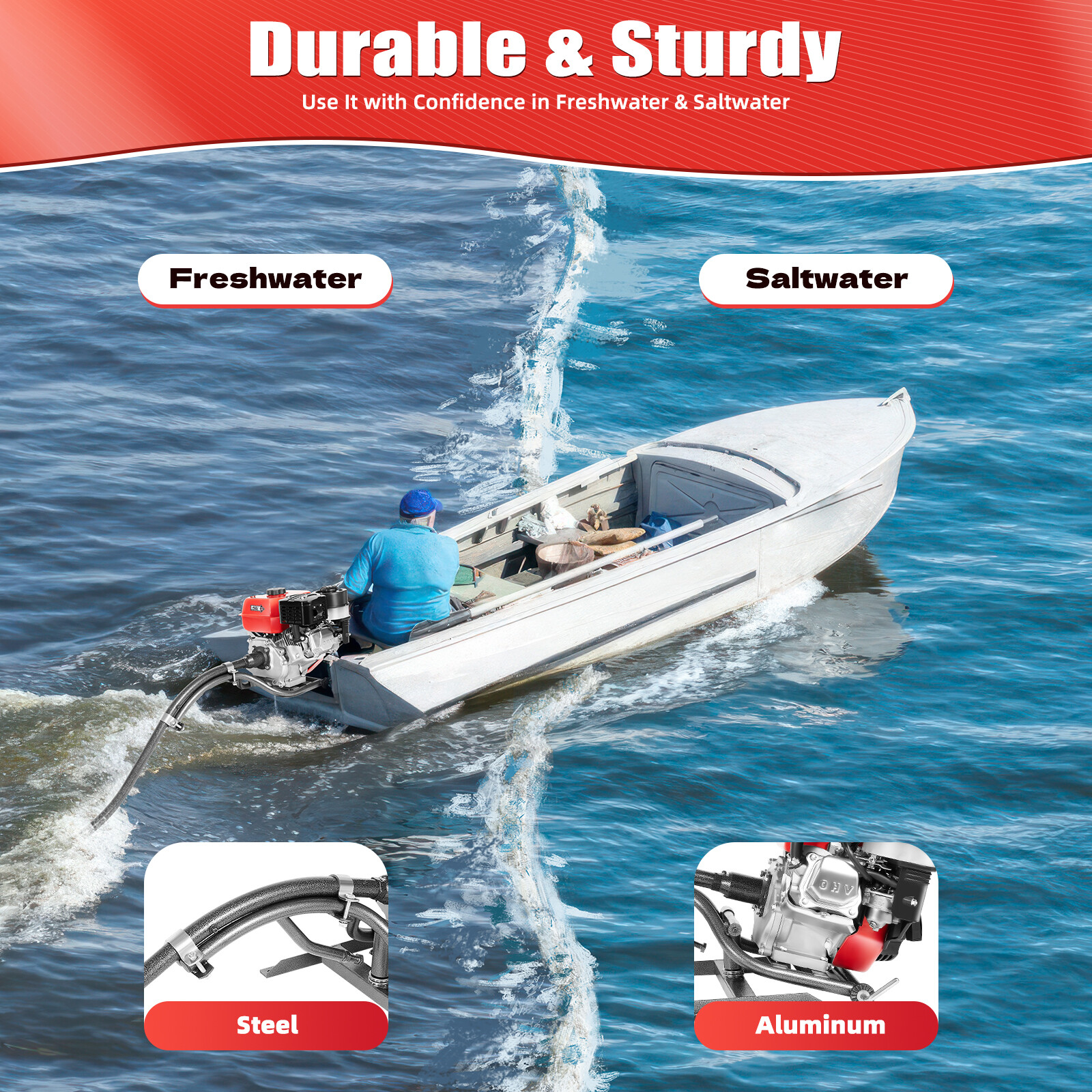 7.5 hp 4 Stroke Outboard Motor Fishing Boat Engine Air Cooling System Newest