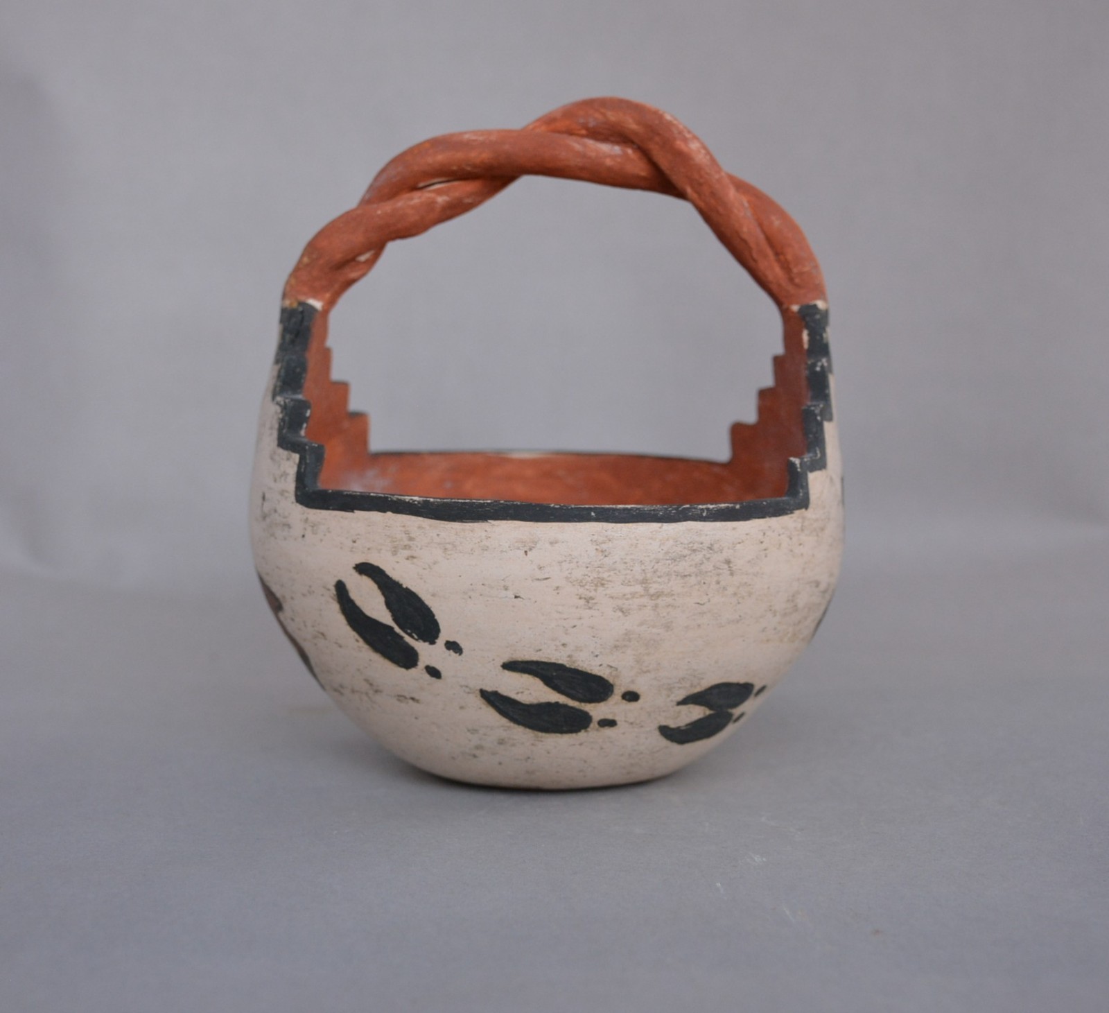 Old Zuni Deer Pot - Deer Tracks - 6" Tall x 5" Across