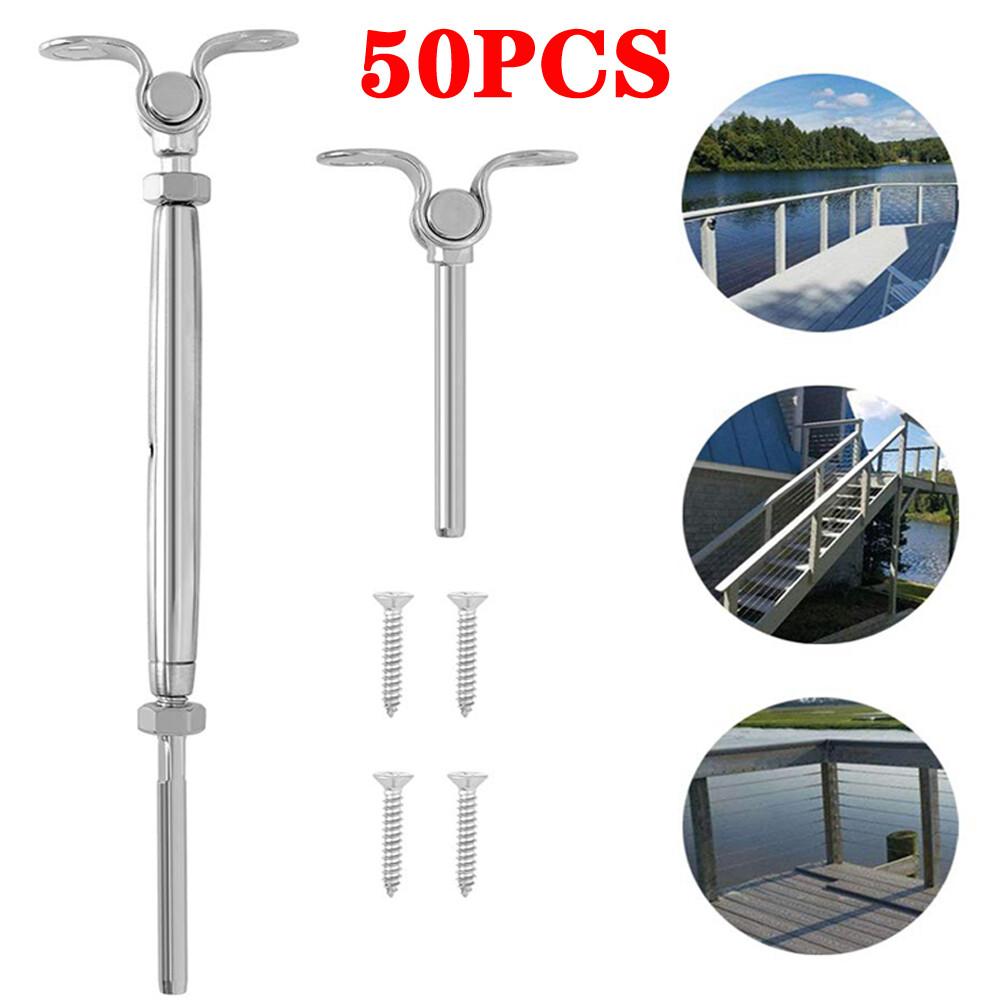 50* 3/16" T316 Stainless Steel Cable Railing Hardware Turnbuckle Tensioner Kit