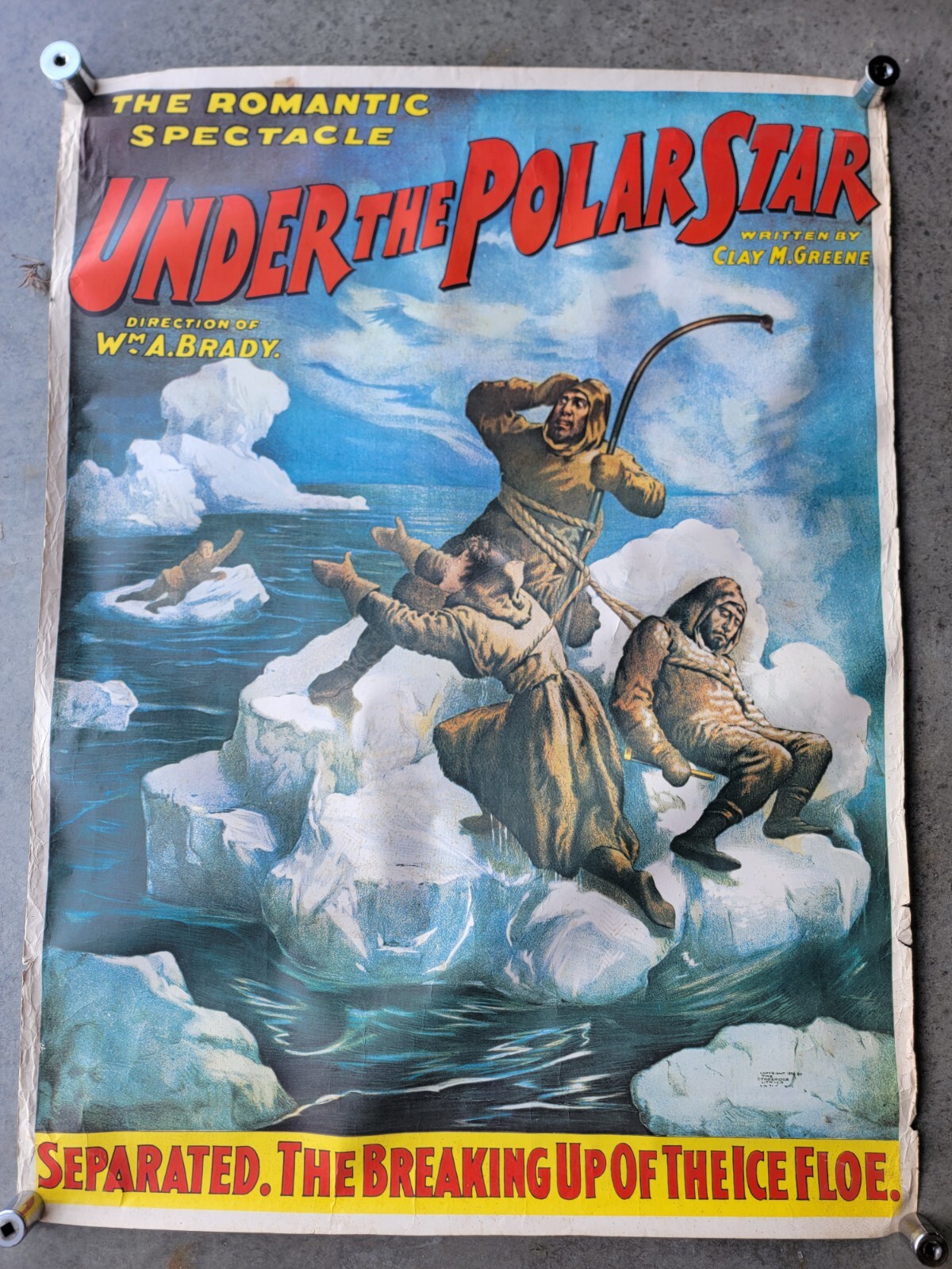 Under The Polar Stars 1896 Theatrical Play Poster Strobridge Litho Cincinnati