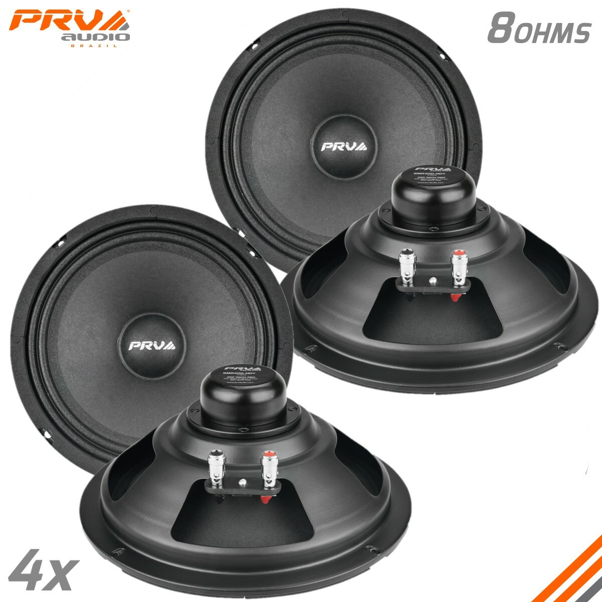 4x PRV Audio 8MR400-NDY Neodymium 8" Midrange Loudspeakers 400W 8 Ohms 8MR Neo