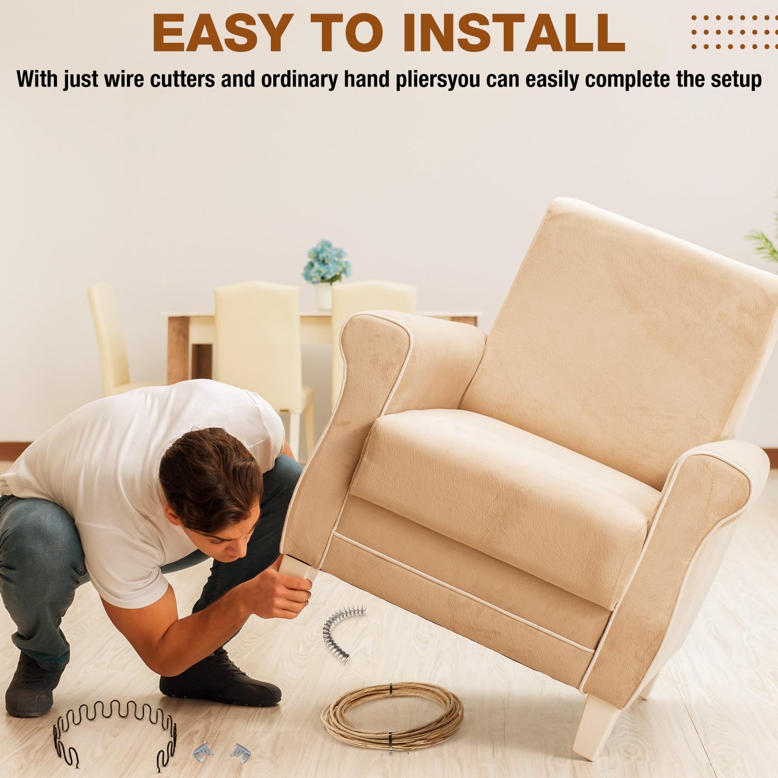 Upholstery Stay Wire for Sofa Furniture Springs 40ft Paper Wrapped Wire 9 Gau...