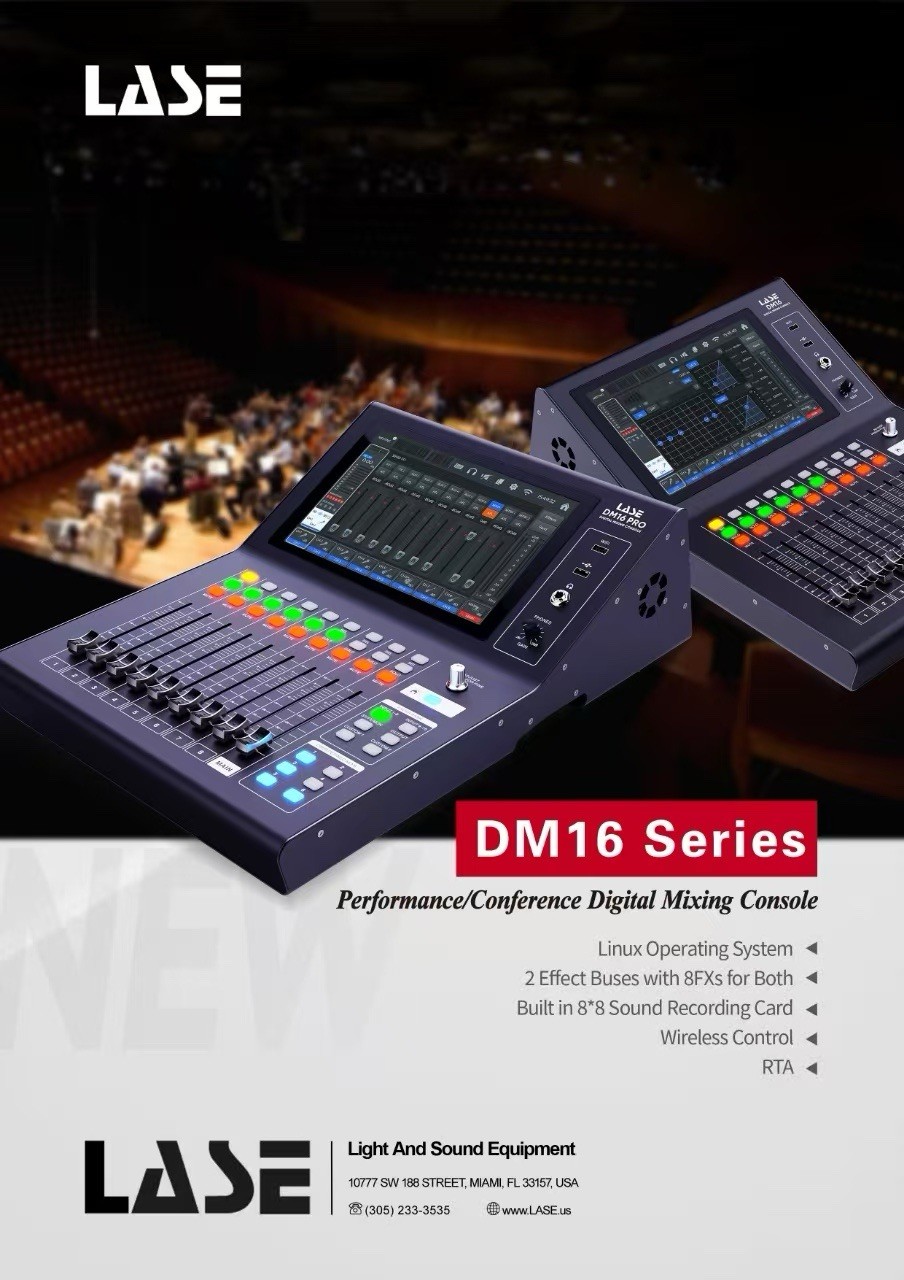 LASE DM16 PRO Multi-Functional Digital Mixing Console W/ 8 Effects 8 XLR Output