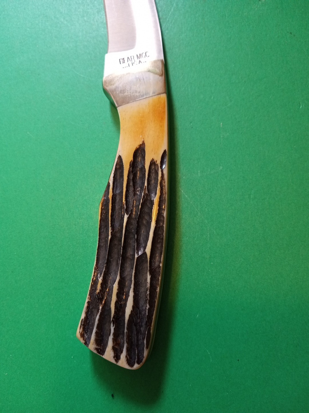 Bear and Son Cutlery USA India Stag Fixed Blade Knife NOS Box and Sheath