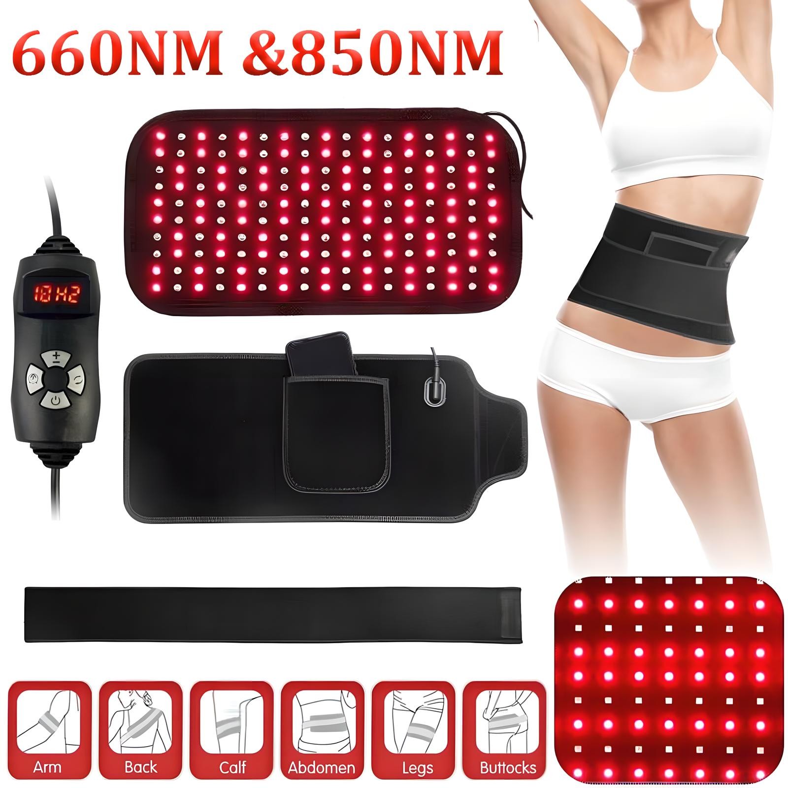 30W 660nm 850nm Near Infrared Red Light Therapy Waist Wrap Pad Belt Pain Relief