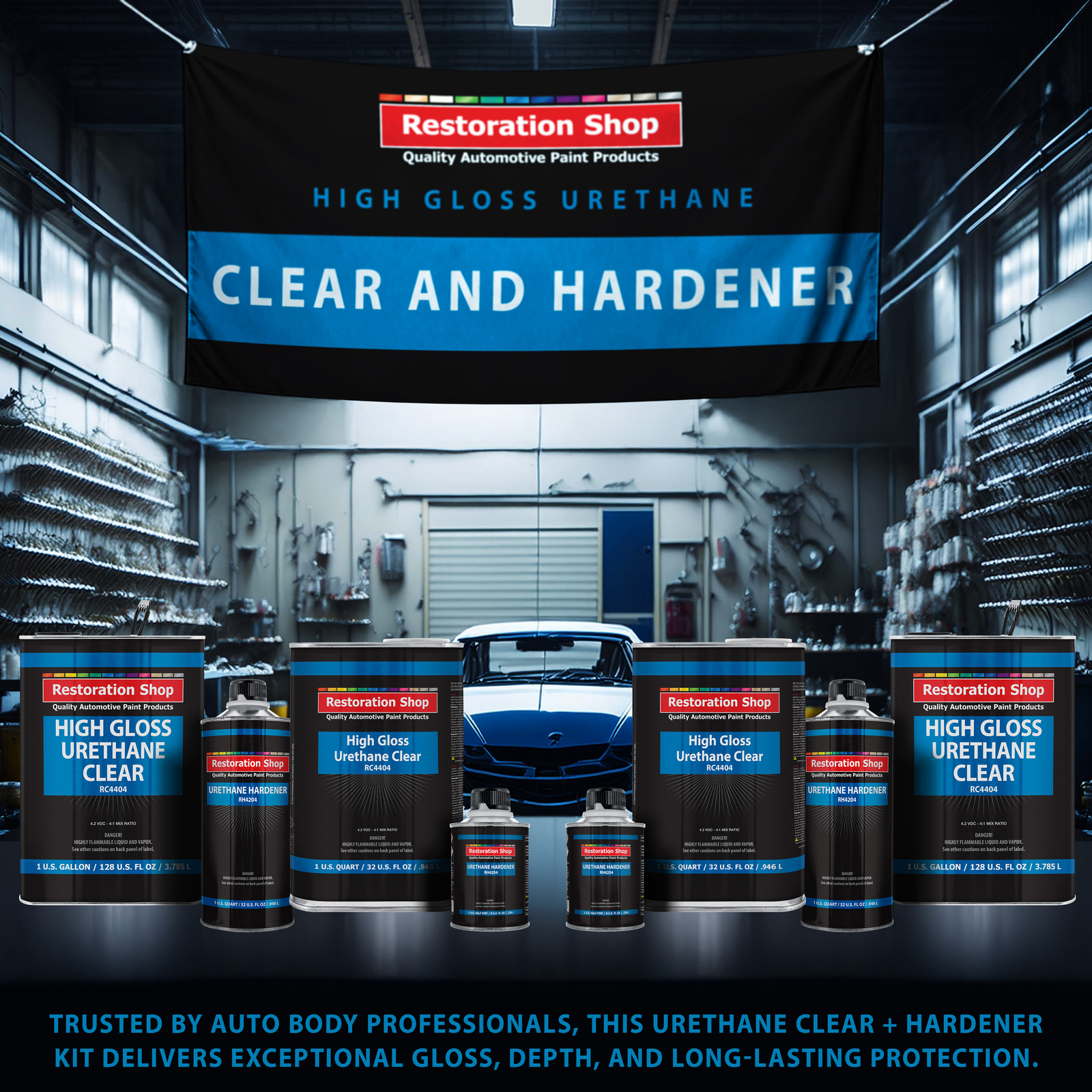 Restoration Shop 1.25 Gallon 2K Clear Coat Automotive Paint Kit - High Gloss