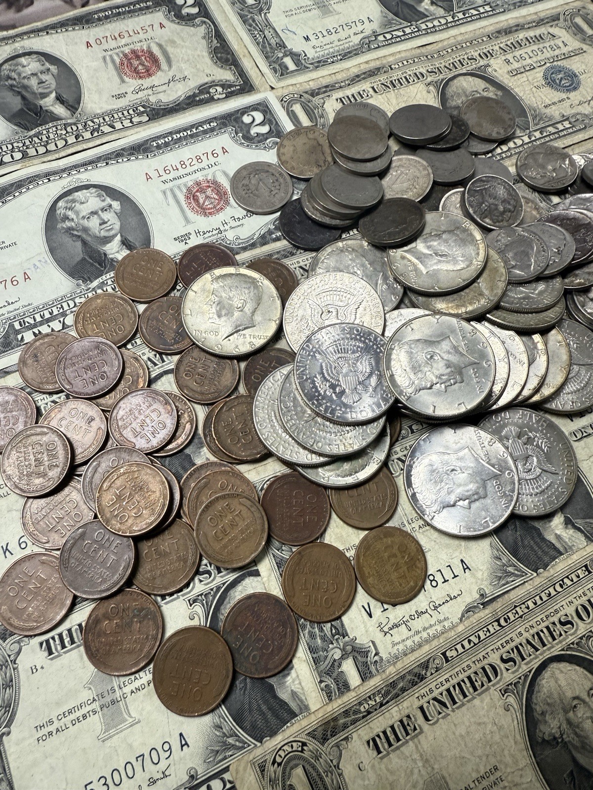 Estate Sale Lot Coin Grab Bag Silver Half Dollars Wheats V Nickels 9 Coin Lot