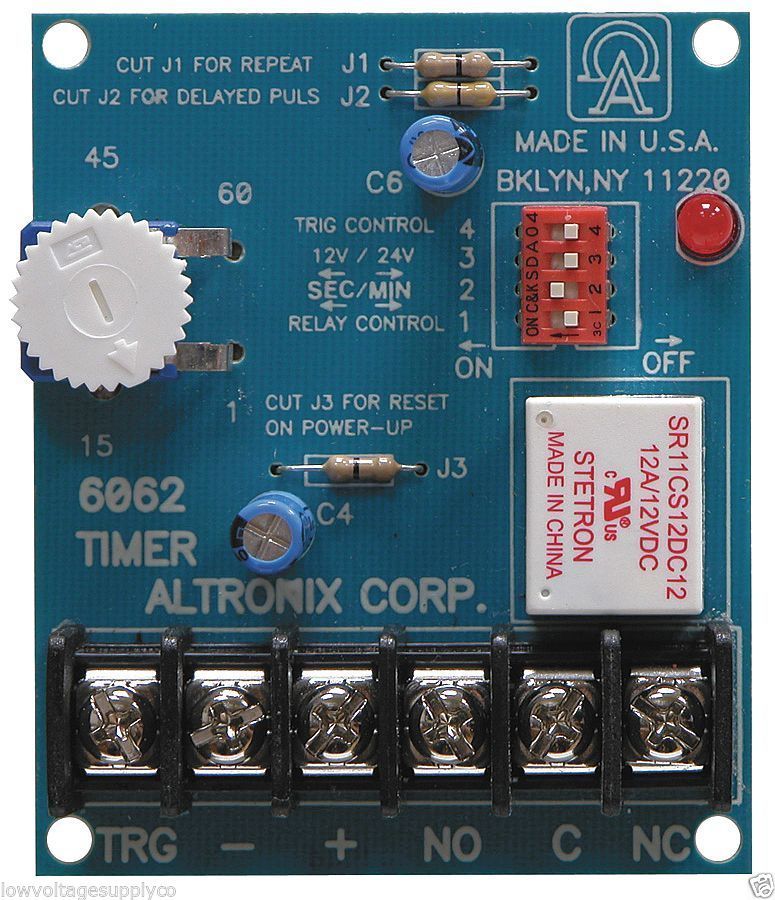 Altronix 6062 Multifunction Timer Relay 12/24VDC Bell Pulse Flasher Delay  2pack