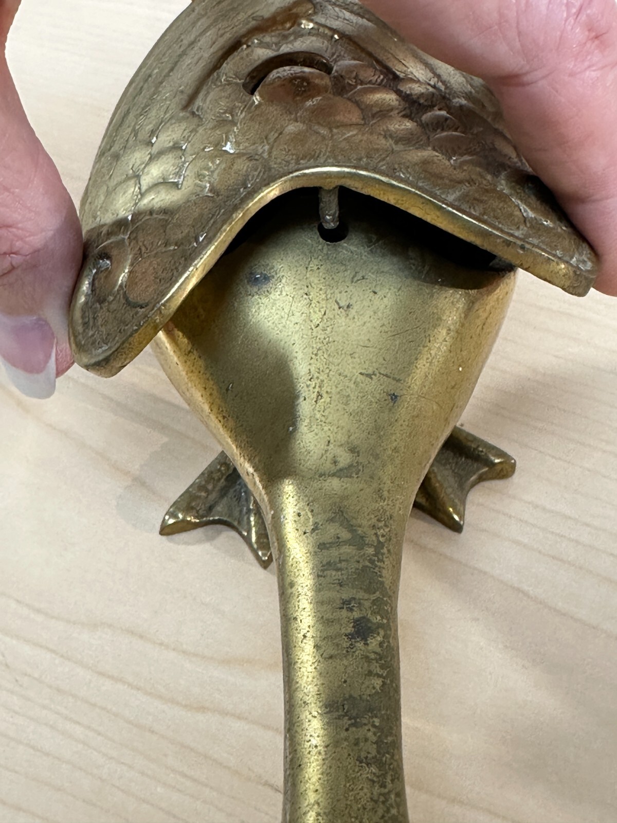 Brass Goose Duck Trinket Dish, Removable Wings, Boyd Jewelers RARE