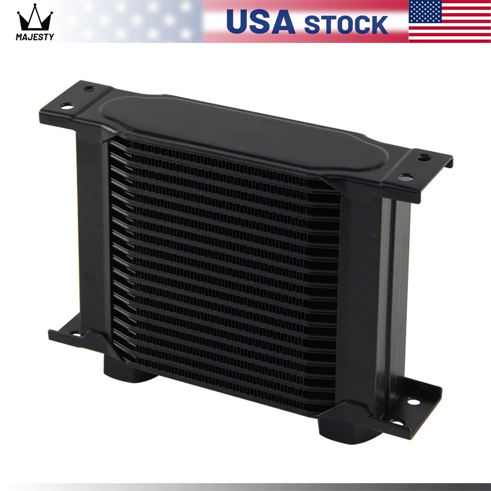 Universal 19 Row Transmission Engine Oil Cooler M22×1.5 Female Ports Aluminum