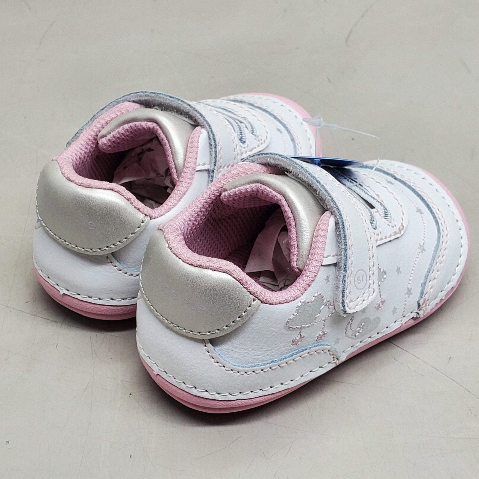STRIDE RITE SM Adalyn Shoes Toddler SZ 4W White/Silver/Pink BG000701