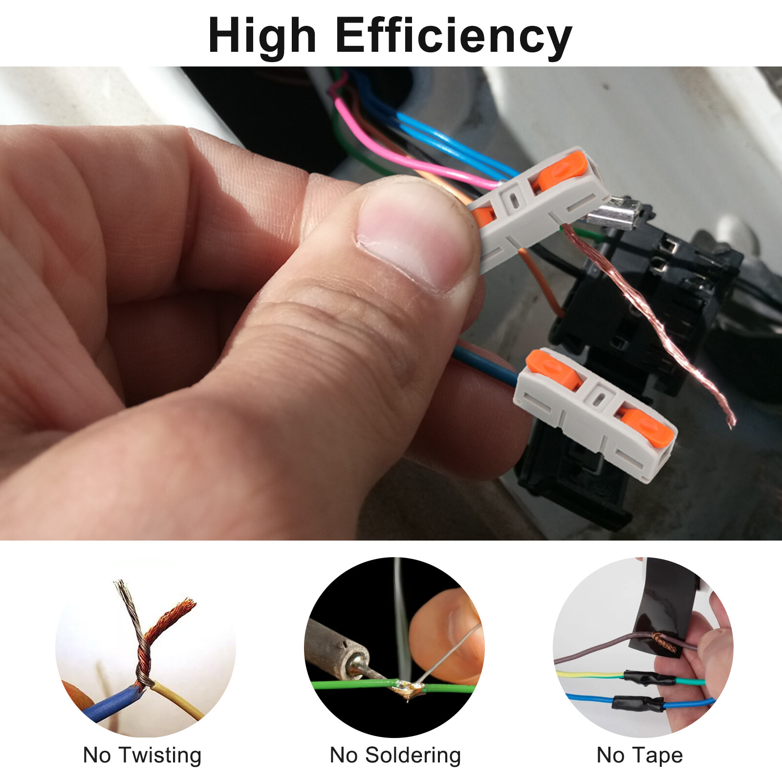 100pcs Quick Connect Lever Wire Connectors Compact Inline Splicing Terminals 24A