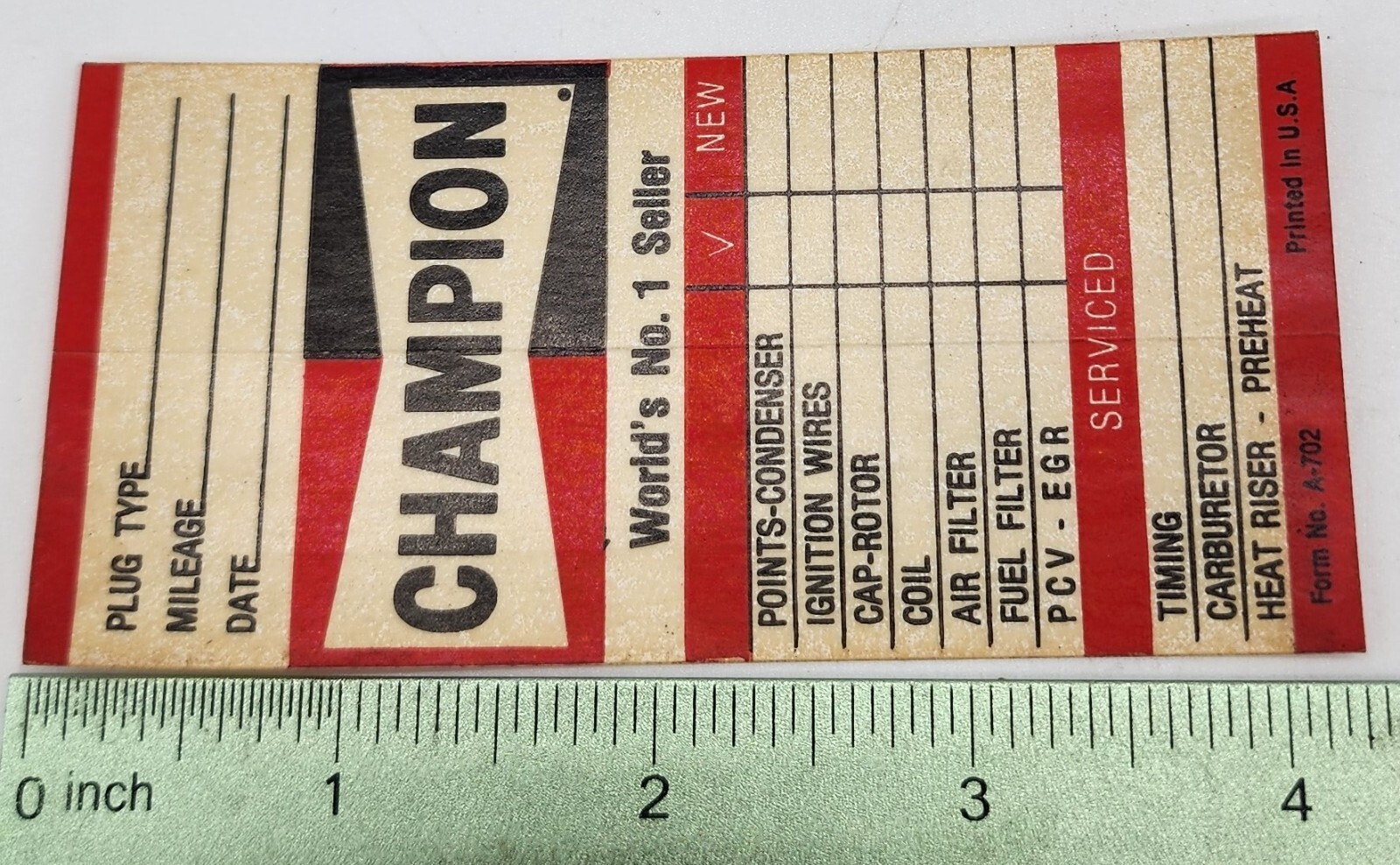 Vintage Champion Spark Plug Service Sticker
