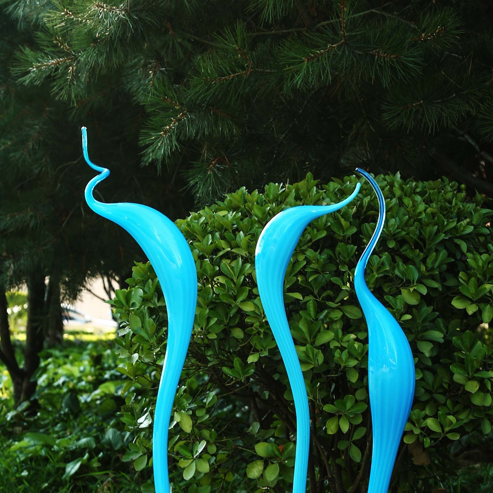 Hand Blown Glass Art Spiral Sculpture for Yard Lawn Public Space Decoration