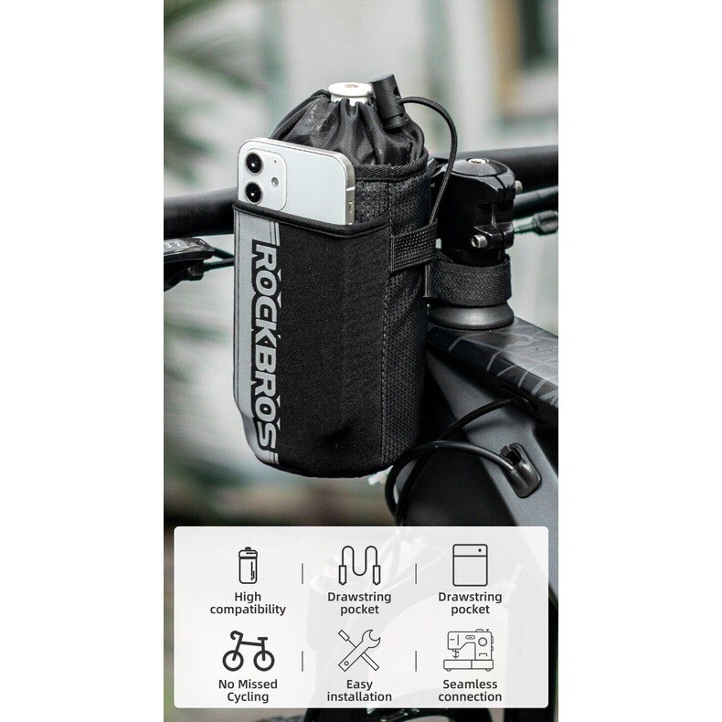 ROCKBROS Bike Water Bottle Holder Bag Handlebar Stem Bag Bicycle CupDrink Holder