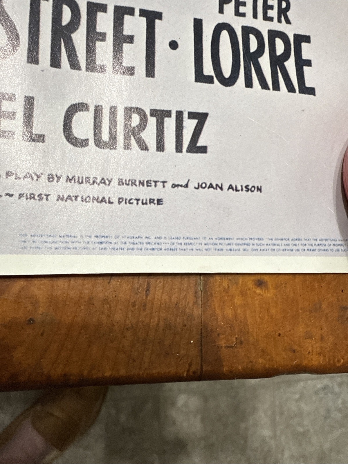 Vintage Casablanca Movie Poster 23 x 18 3/8 Inches