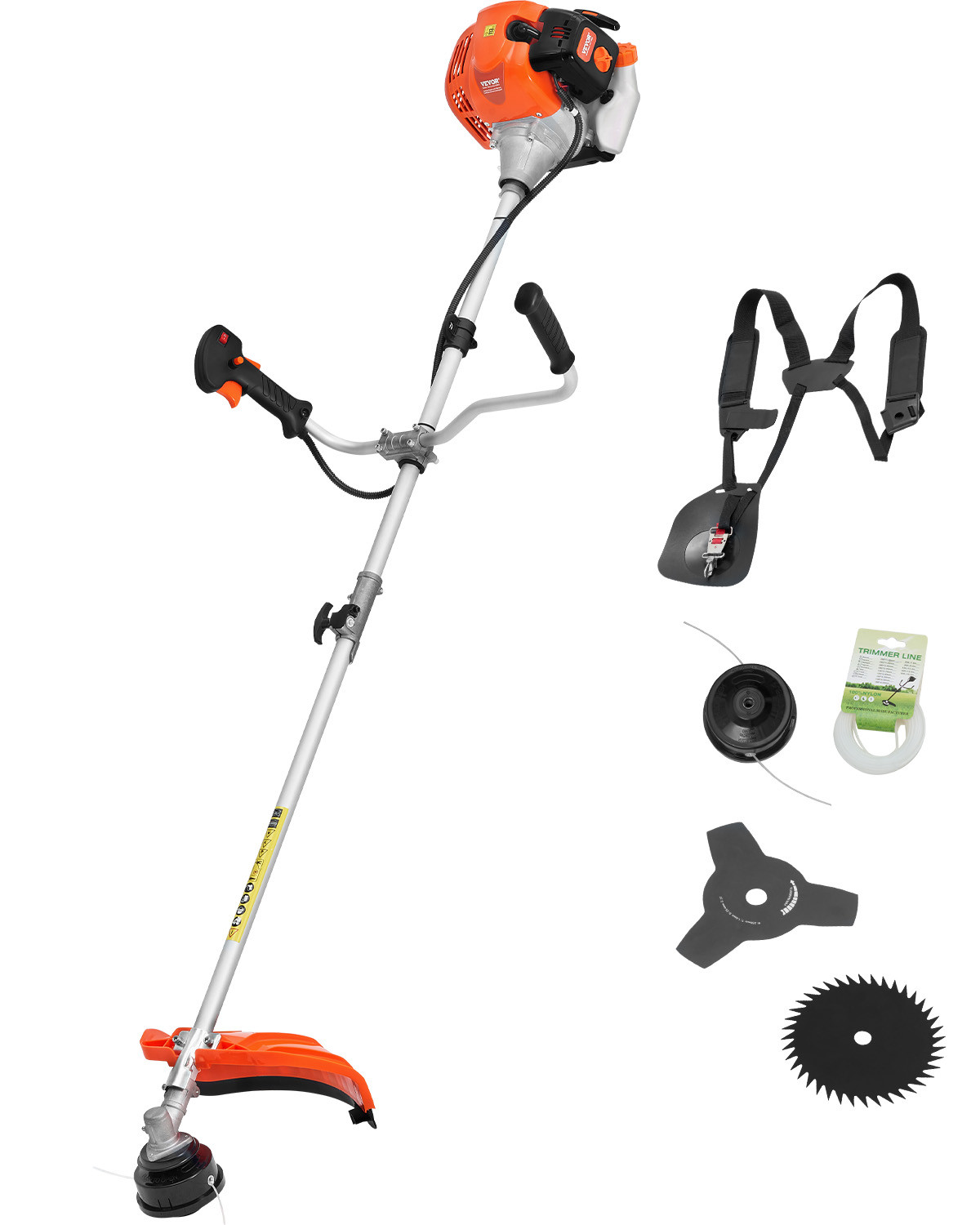 VEVOR Cordless String Trimmer 16.9" 51.7CC Gas Powered Grass Trimmer