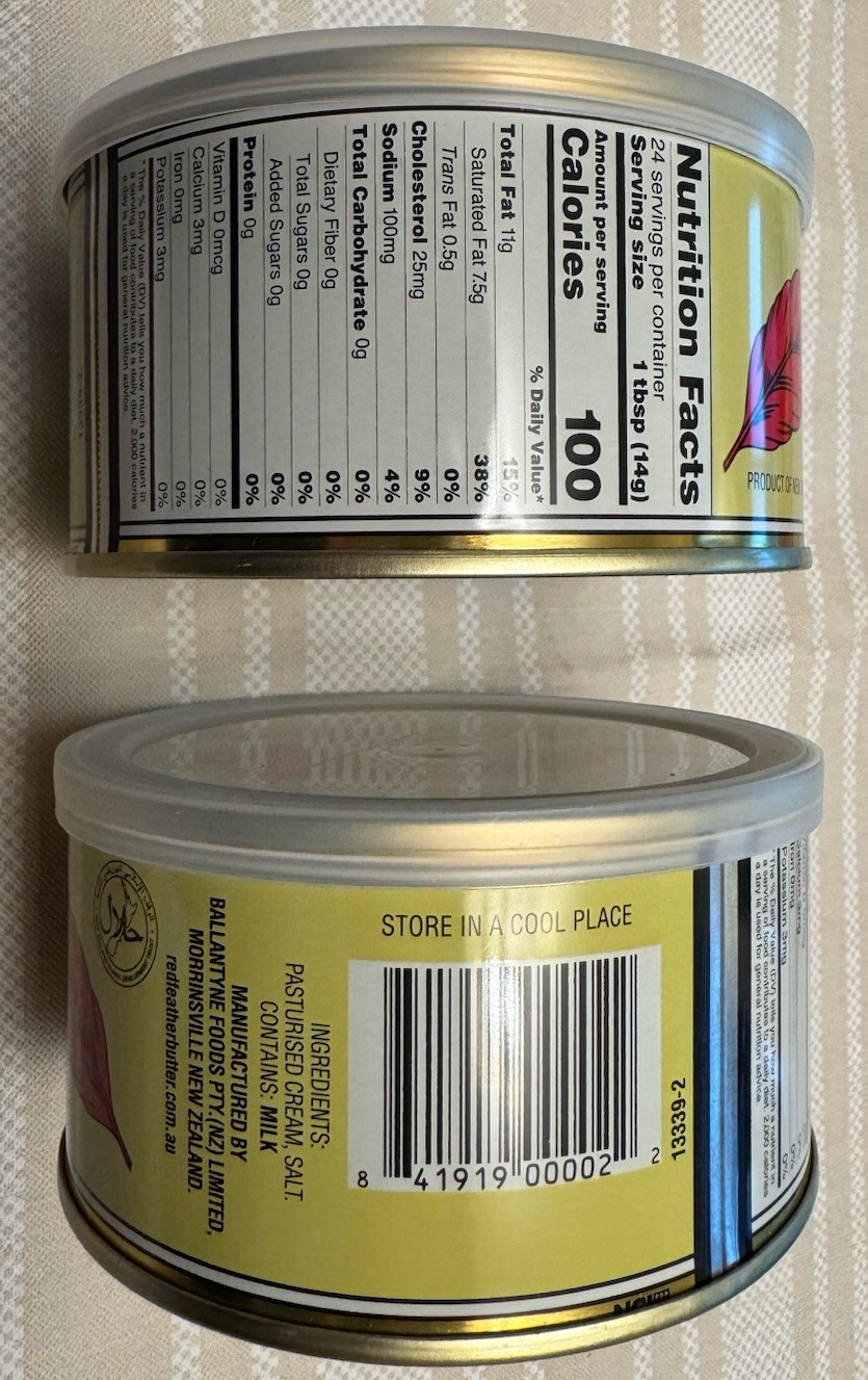 (2) Red Feather Brand Pure Creamery Canned Butter, 12 oz can USA import