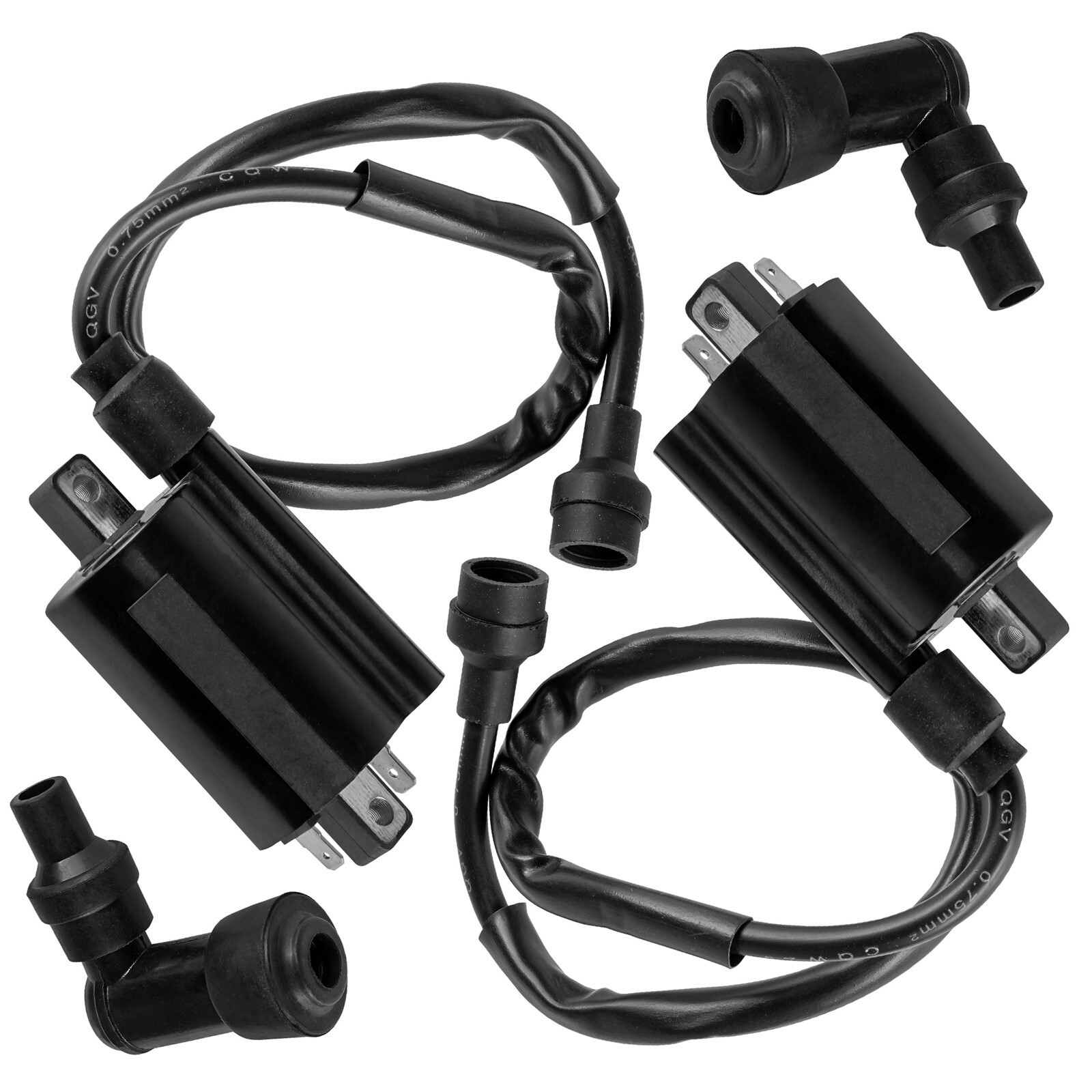 2x Ignition Coil w/ Spark Plug Boot Cap for Kawasaki KAF620 Mule 4000 2009-2021
