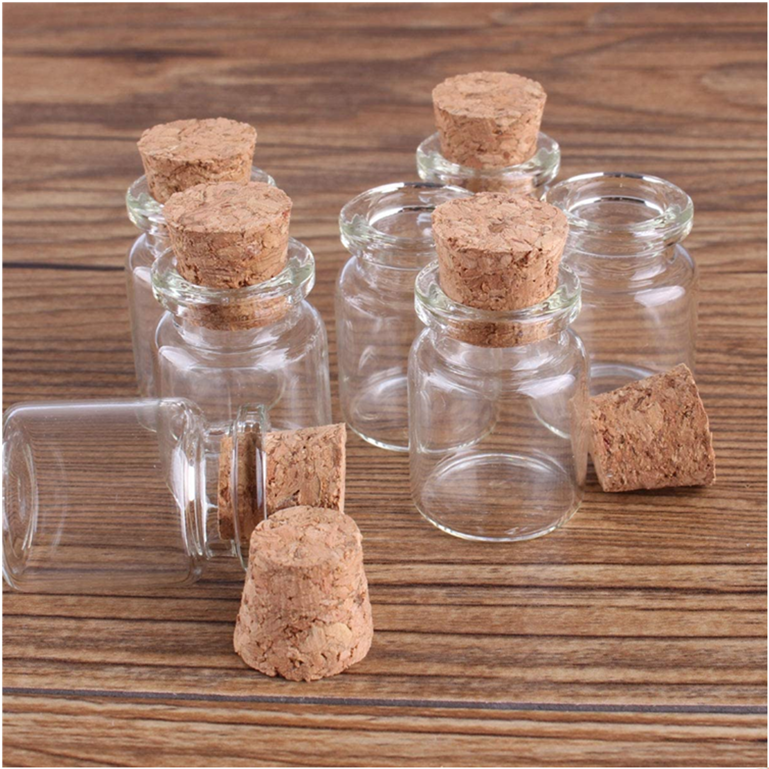 50 PCS Small Bottles 1ml 13x18mm Clear Cork Vials Glass Bottles Wishing Bottle