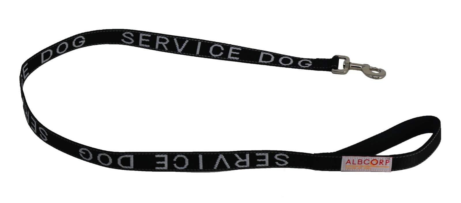 Albcorp Service Dog Leash - Embroidered- Padded Neoprene Handle and Reflective