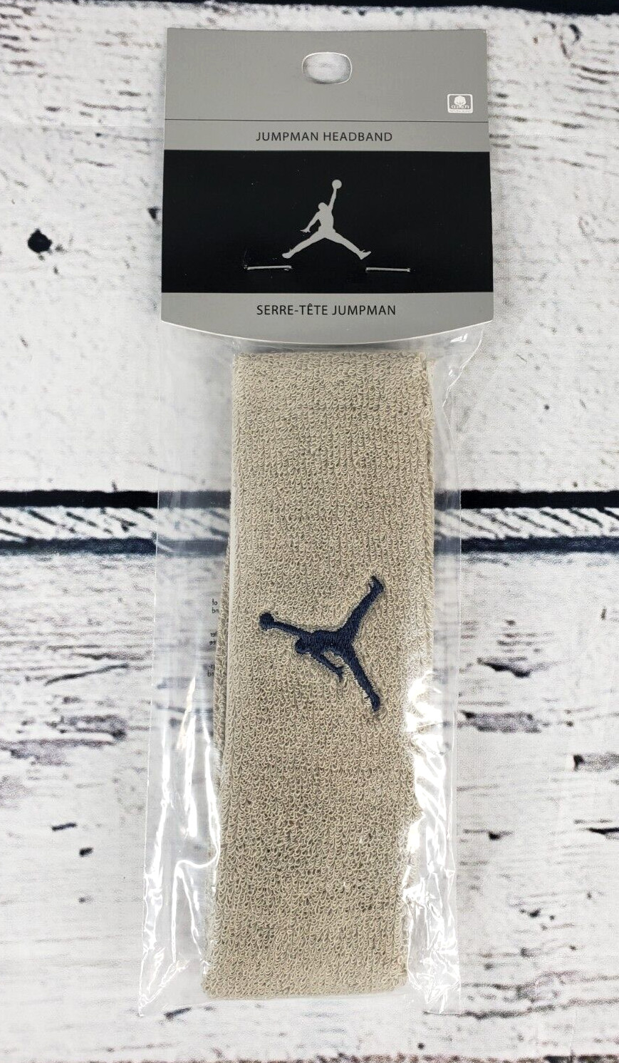 Vintage Nike Michael Jordan Jumpman Sweat Headband Gray & Navy Blue - NEW