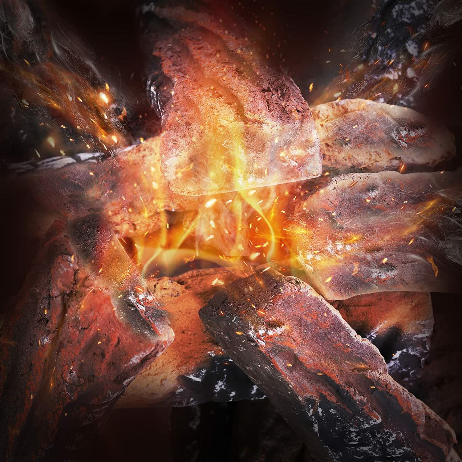 10 Piece Ceramic Wood Set For Gas Fireplace Fake Burning Logs Fire Place Decor