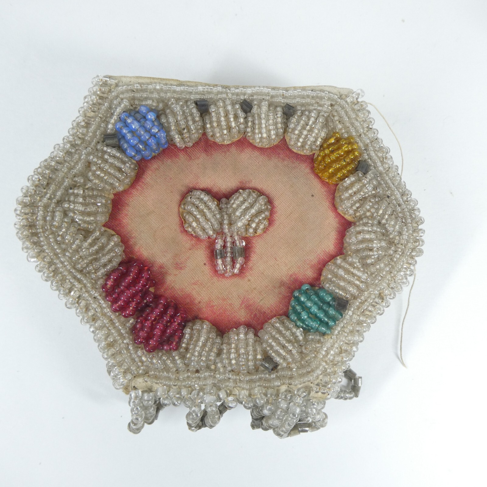 Beaded Purse Antique Iroquois? Fringed Beadwork Bag Whimsy AS IS