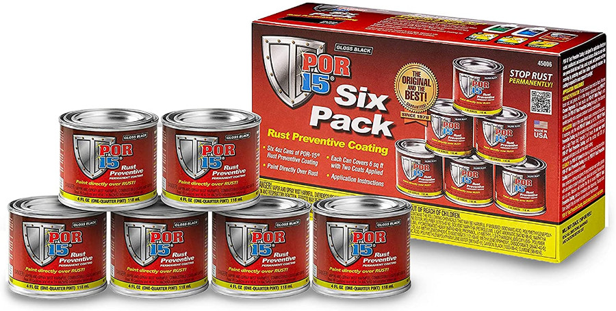 [6-Pack] POR-15 45006 (Gloss Black Rust Preventative Coating 4 oz Each)