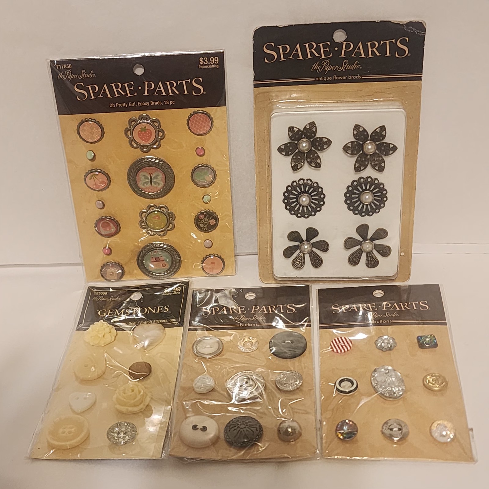 SPARE PARTS by The Paper Studio Brads and Buttons - Lot of 5