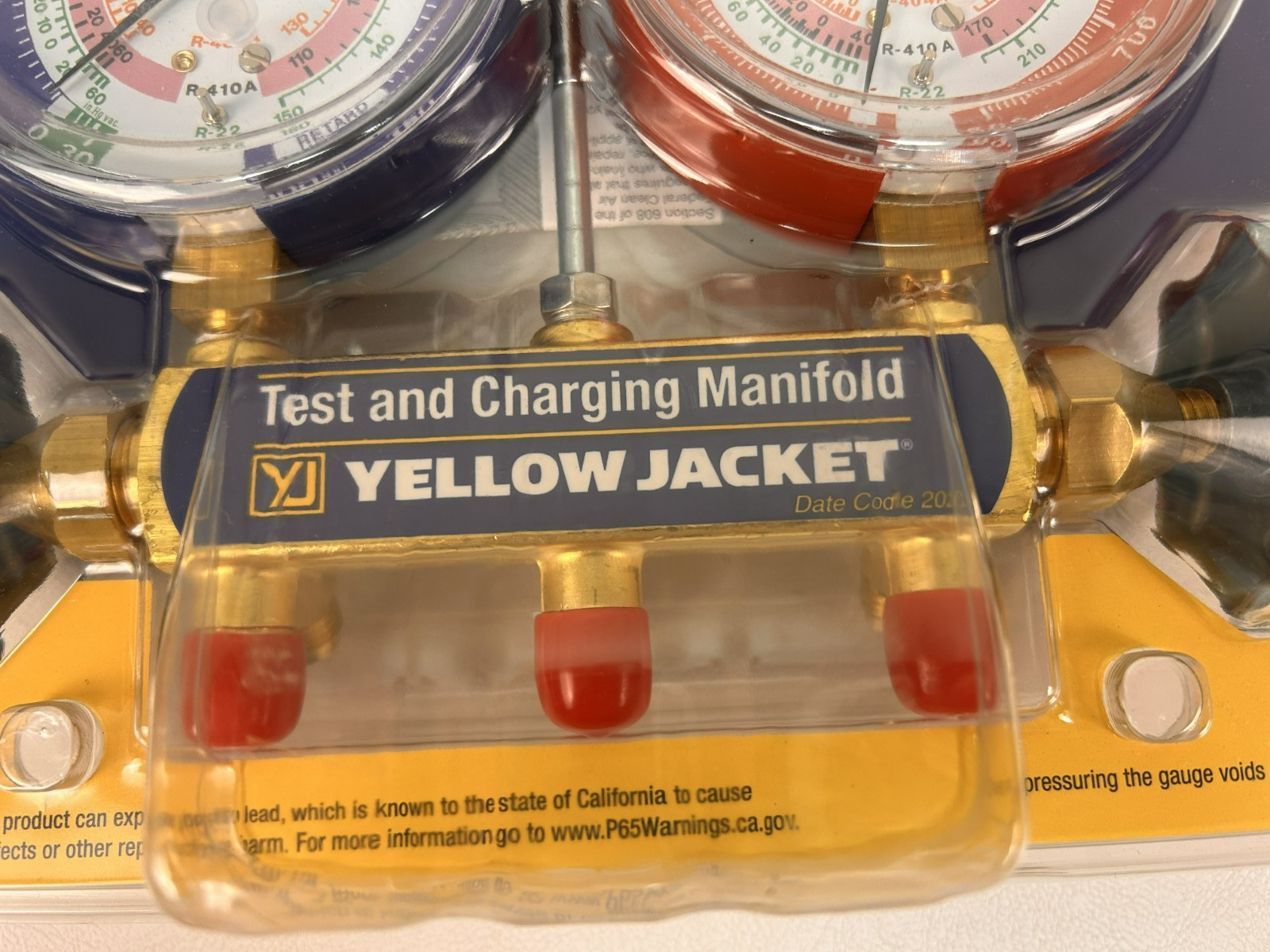 Yellow Jacket Manifold Gauge 42001 No Hoses for R22 R410A R404A 3-1/8 in. Gauges