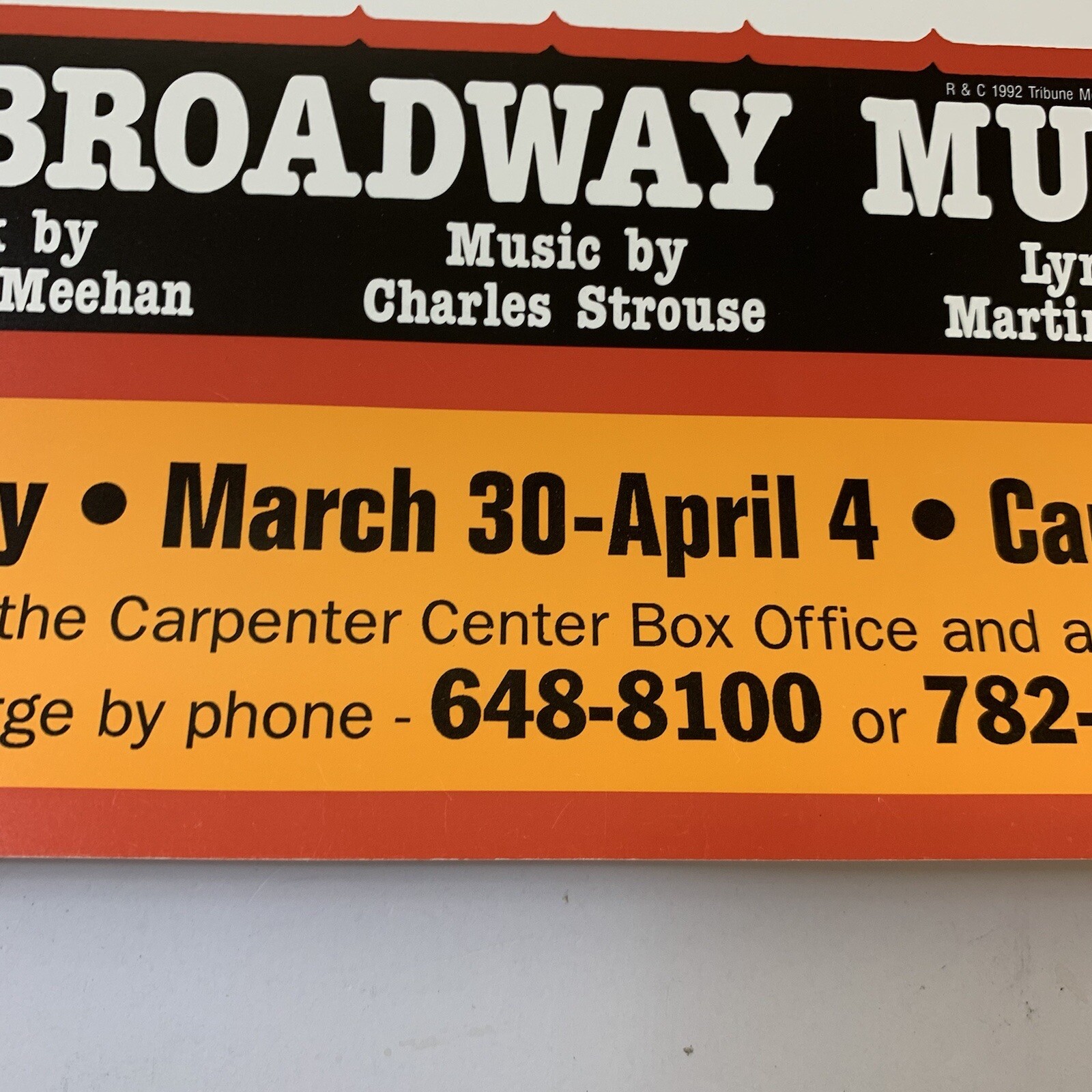 Annie Theater Broadway Window Poster 14" x 22 Marcia Lewis Schuck Carpenter 1992