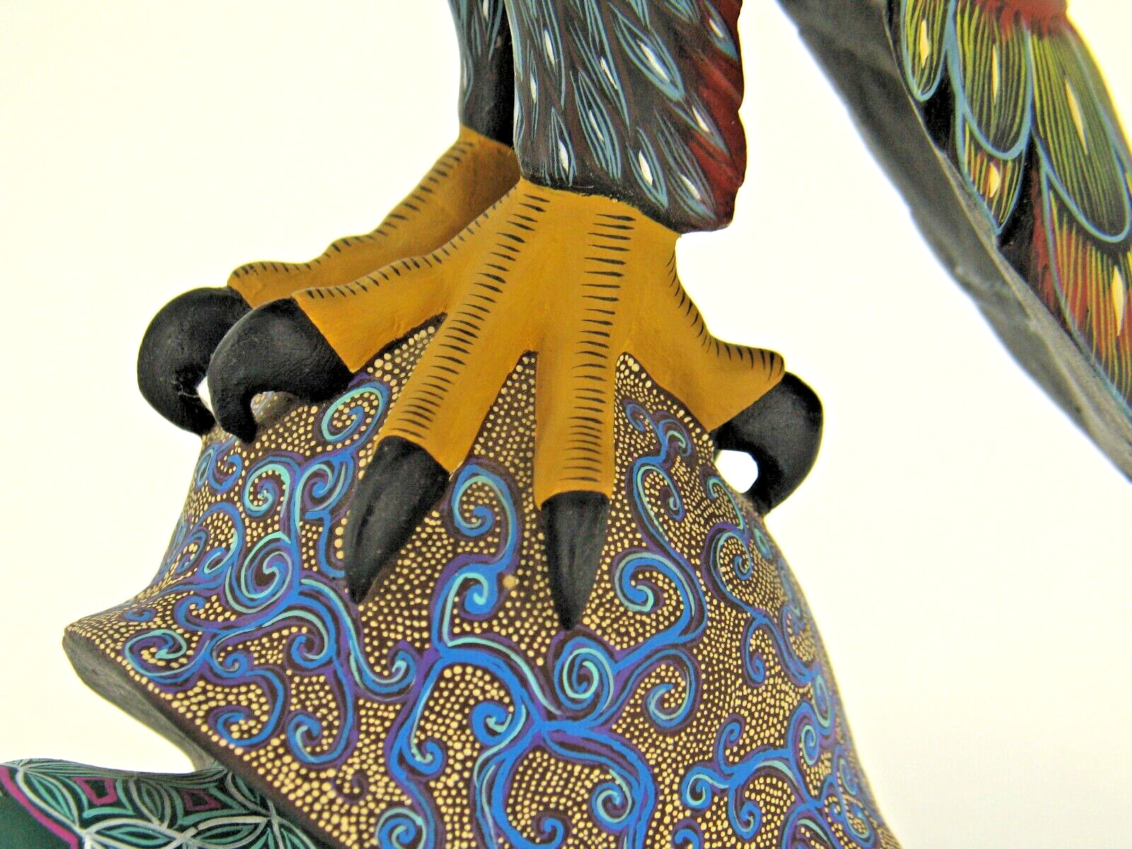 Oaxacan Wood Carving by Raul Ibanez "Owl on top of Tortoise" Mexican Folk Art