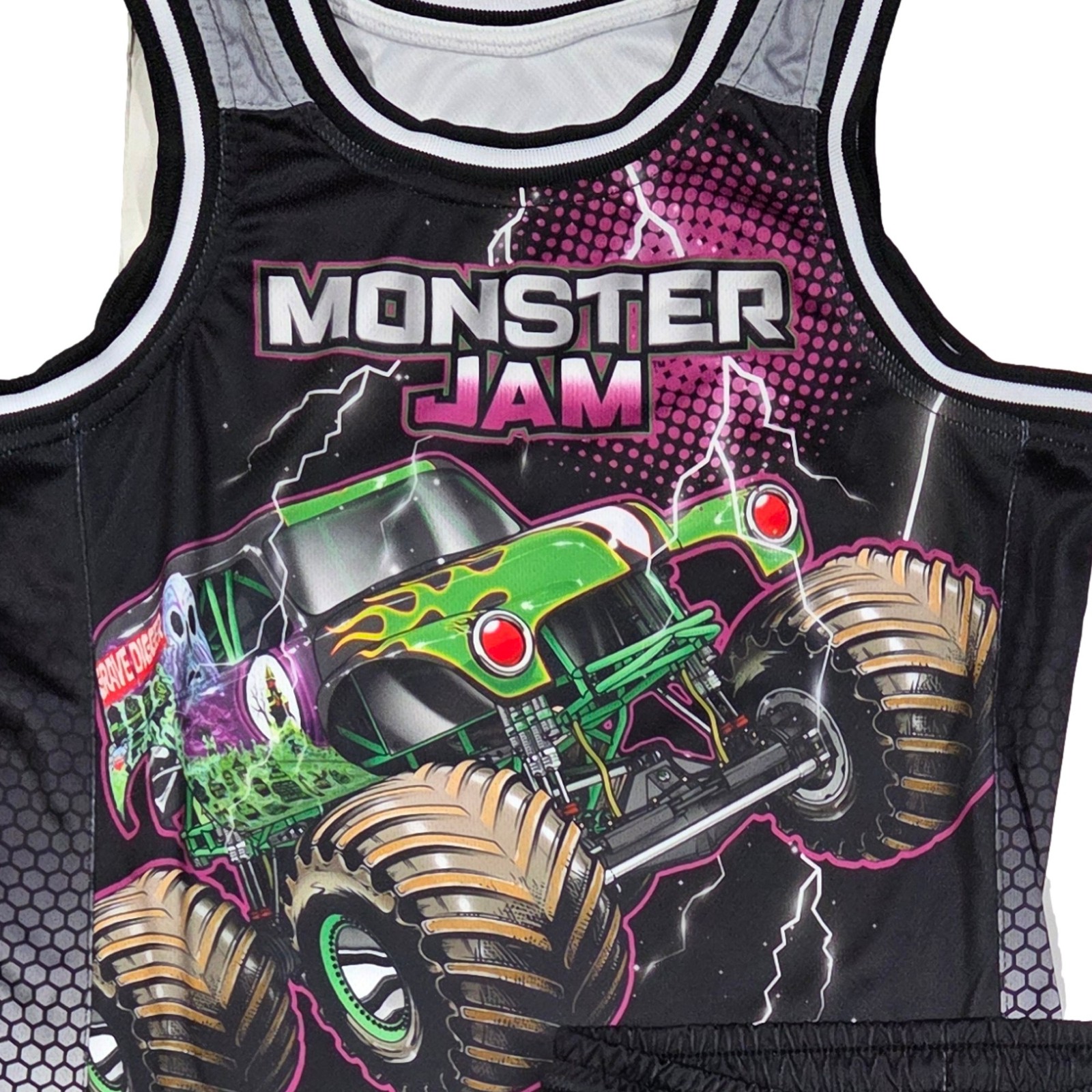 Boys Black Grave Digger Monster Truck Tank Top & Shorts Outfit Set