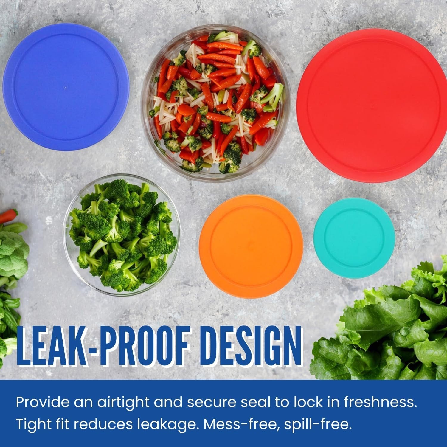 Replacement Lids for Pyrex Glass Containers 1-Cup 2-Cup 4-Cup 7 Cup Round 7pcs