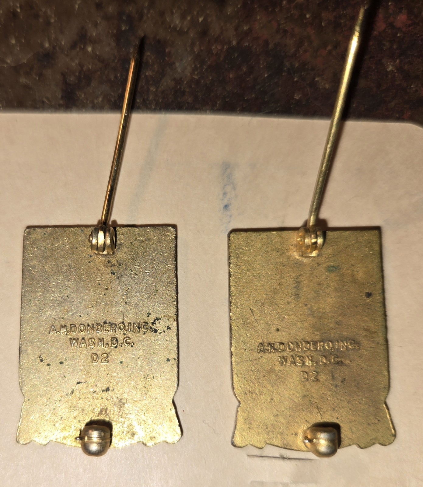 1 PAIR 630th Tank Destroyer Battalion Crest DI A.N. DONDERO PIN BACK