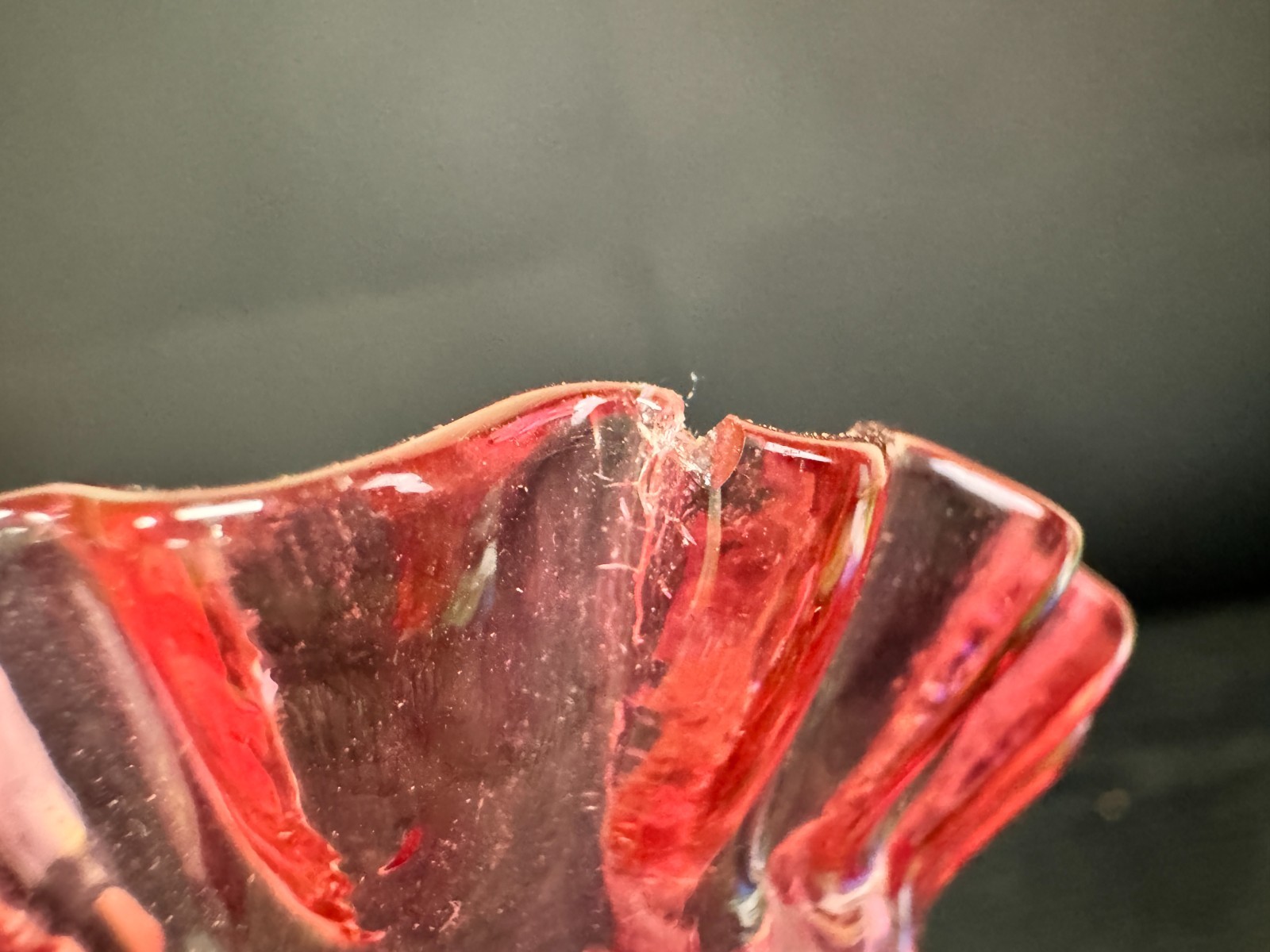 Uranium Glass Cranberry Vaseline Ruffle Open Salt Cellar Antique Victorian Era