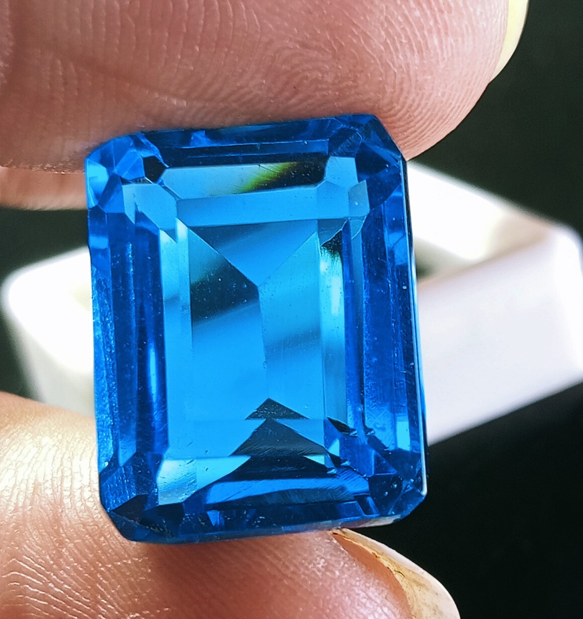 EGL Certified Natural London Blue Topaz 16.80 Ct Emerald Cut Loose Gemstone AAA
