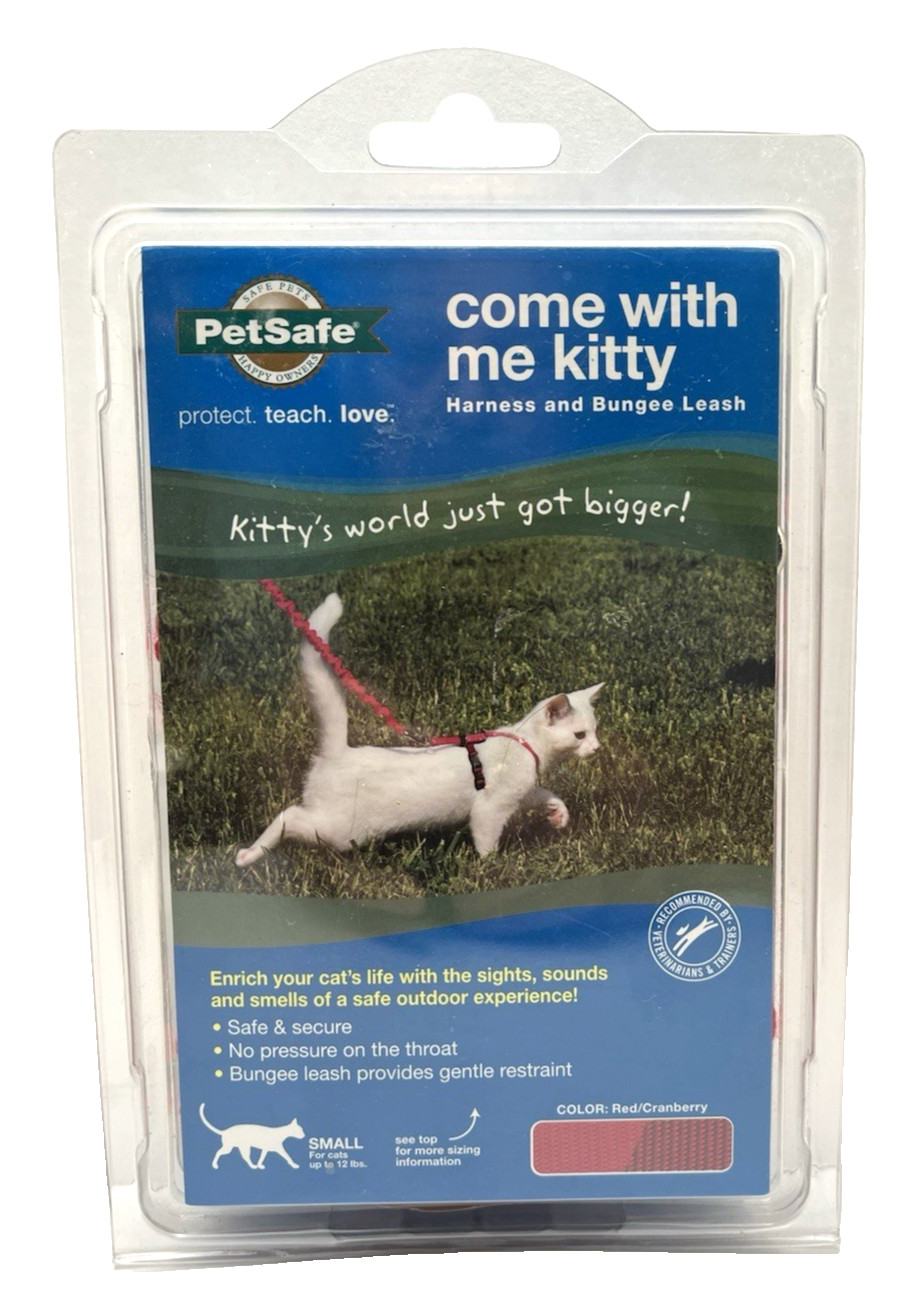 PetSafe® Come With Me Kitty~Harness Bungee Leash~Red/Cranberry~Small up 12LBS