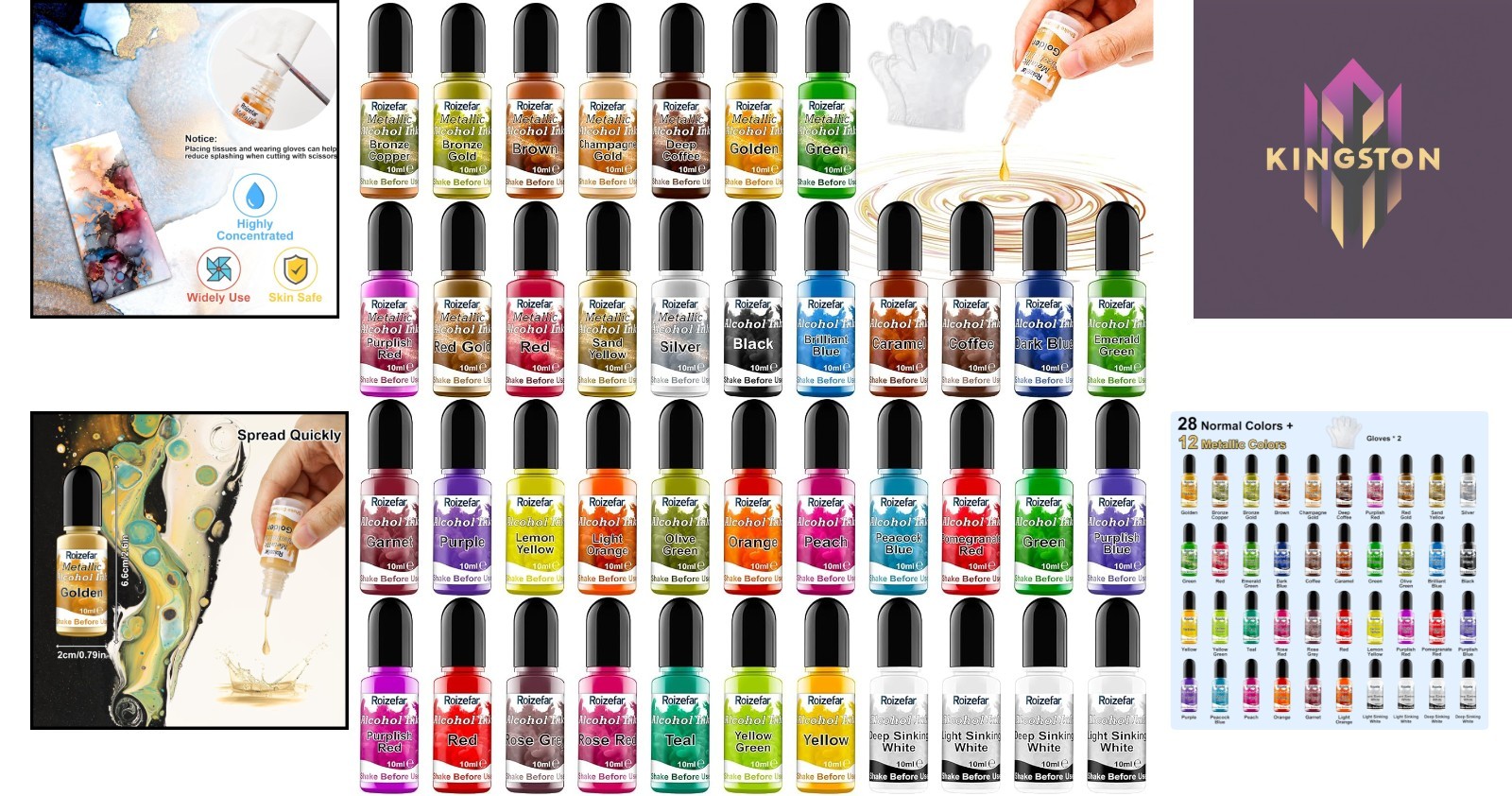Versatile Alcohol Ink Set - 40 Vivid Colors for Exceptional Painting and Dyeing