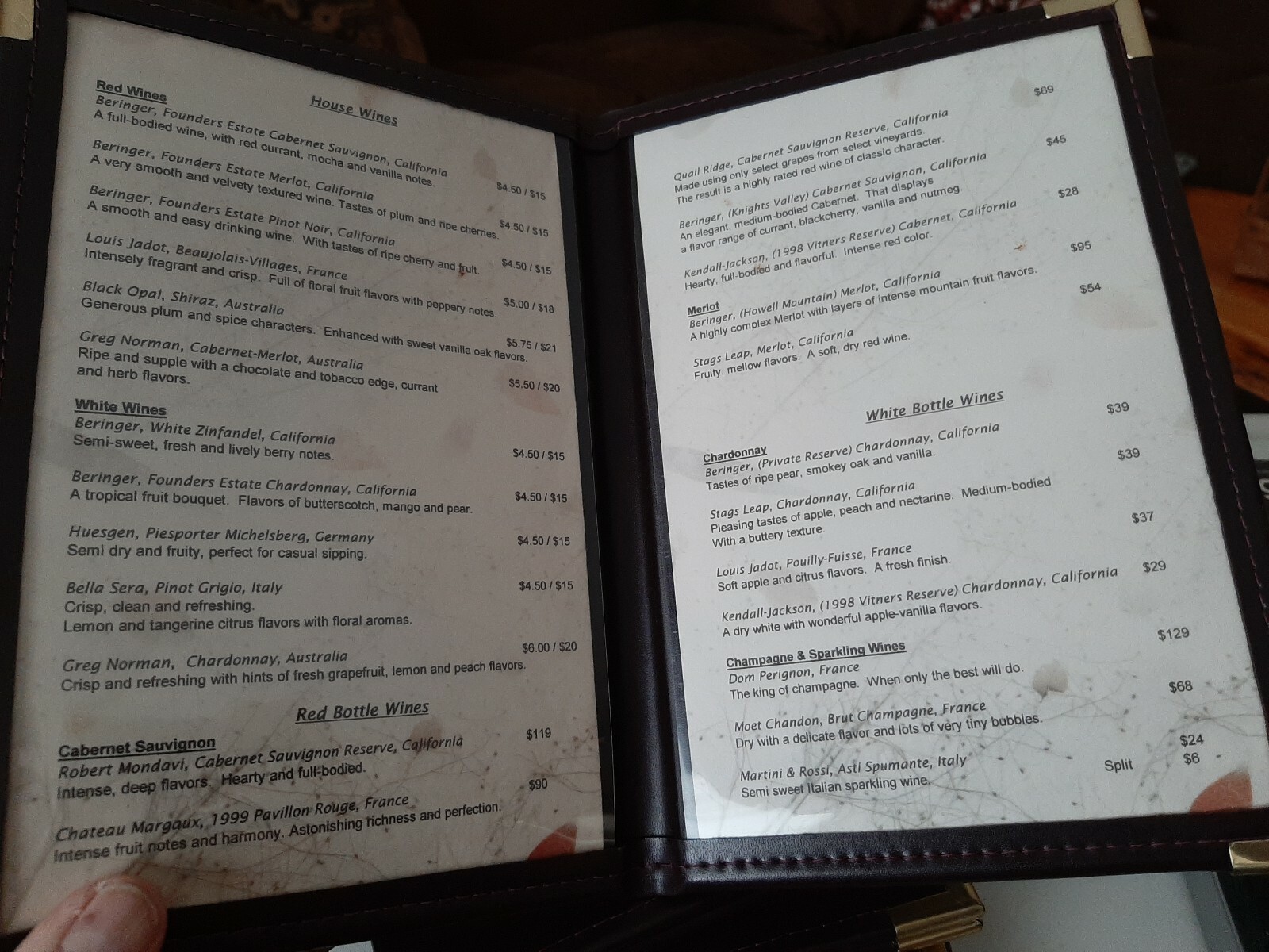 Lot 5 Wine List Folders Brochure Restaurant Bar used EXCELLENT CONDITION