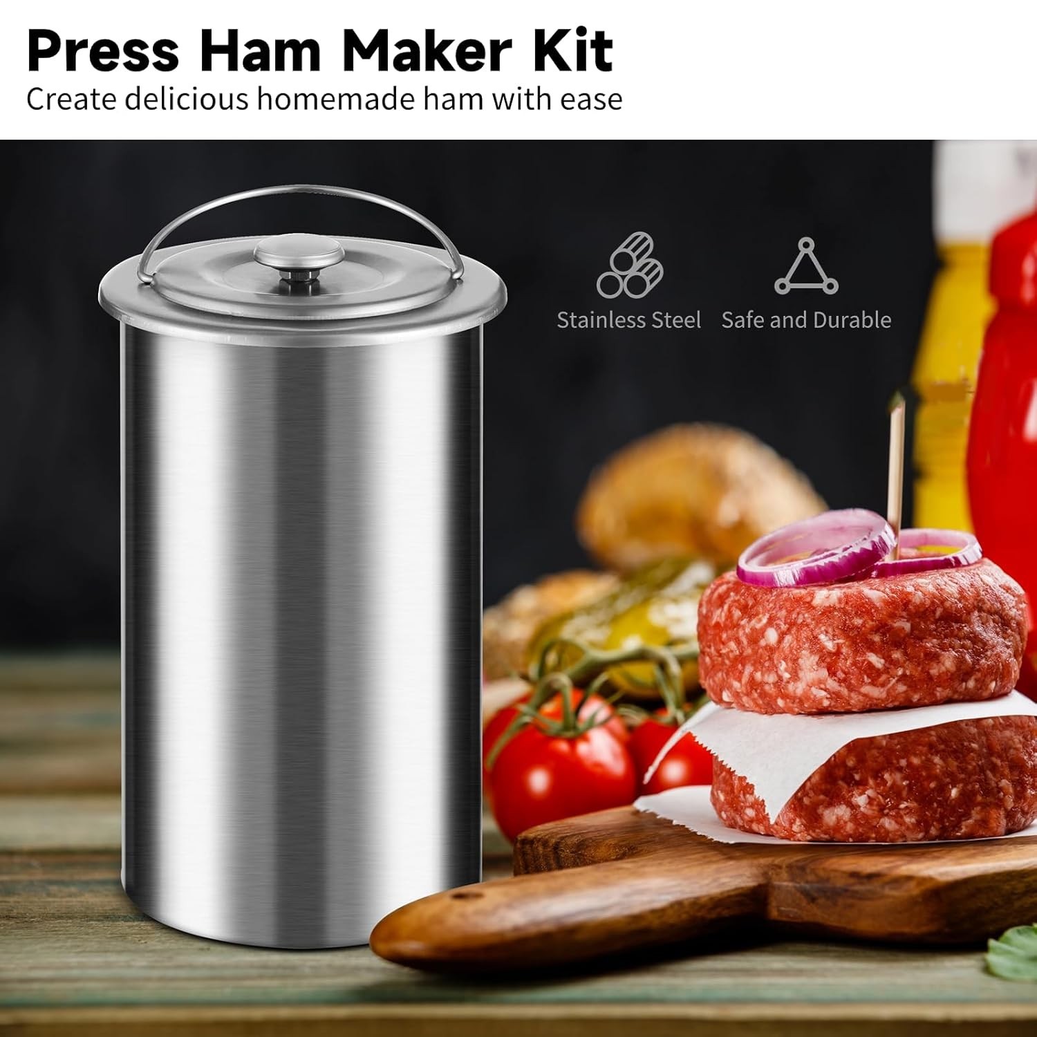 Ham Maker Meat Press Stainless Steel Sandwich Cooker for Deli Meats Lunch Mold