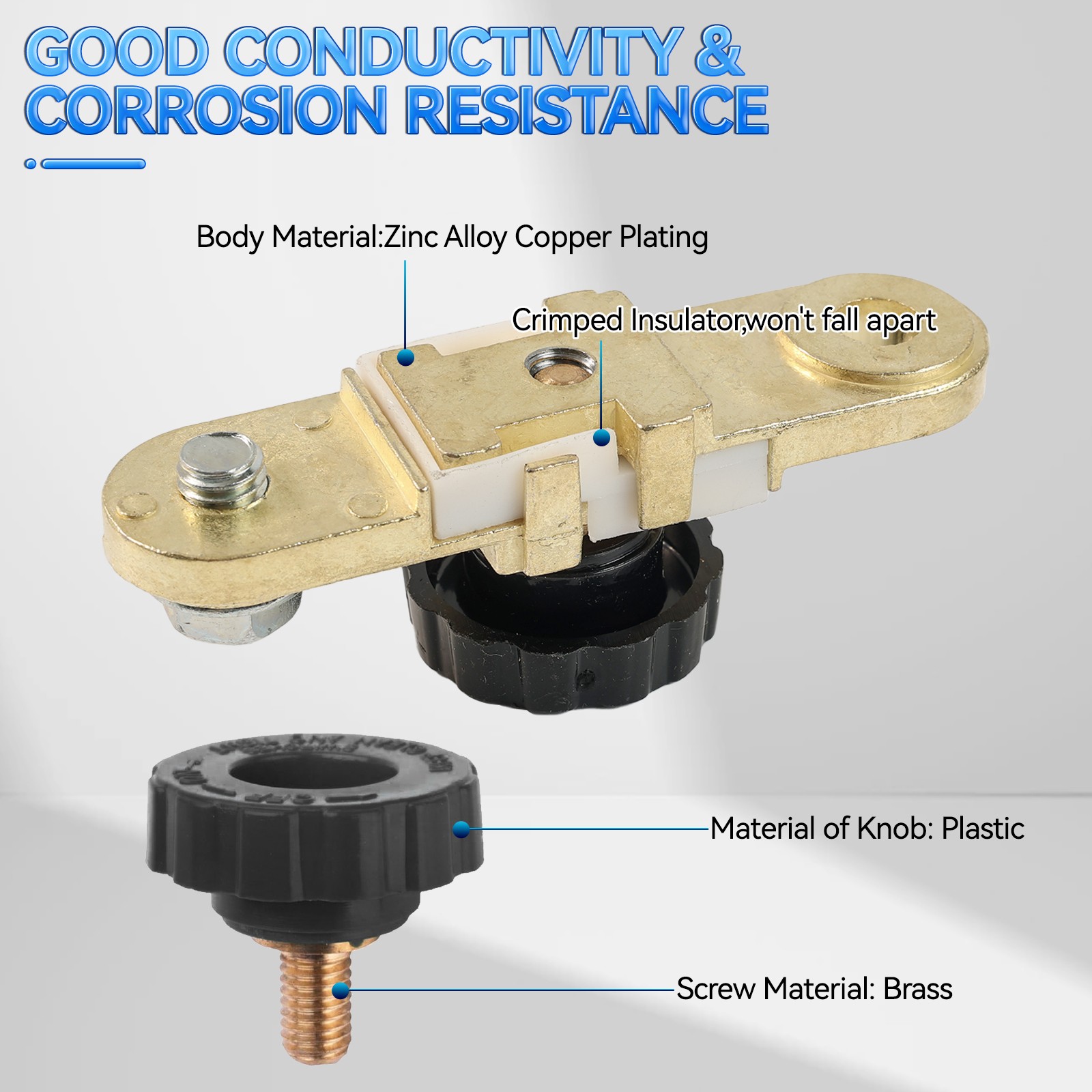Battery Terminal Quick Disconnect Switch Side Post Battery Shut/ Cut Off Brass