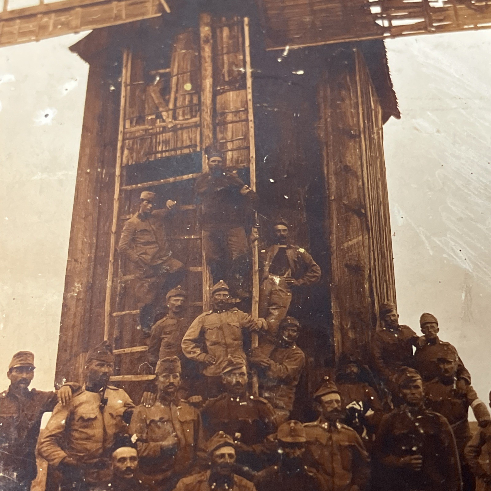 World War I WWI RPPC Photo Postcard Military Soldiers Windmill