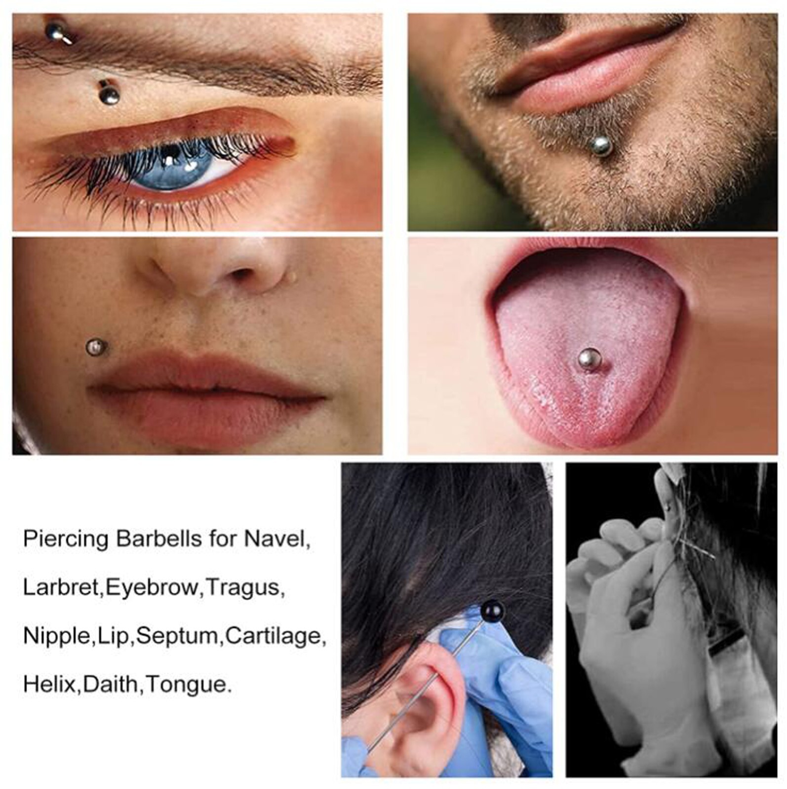 10,30,50 Sterile Body Piercing Needles 10,12,13,14,15,16,18,20G Navel Ear Nose