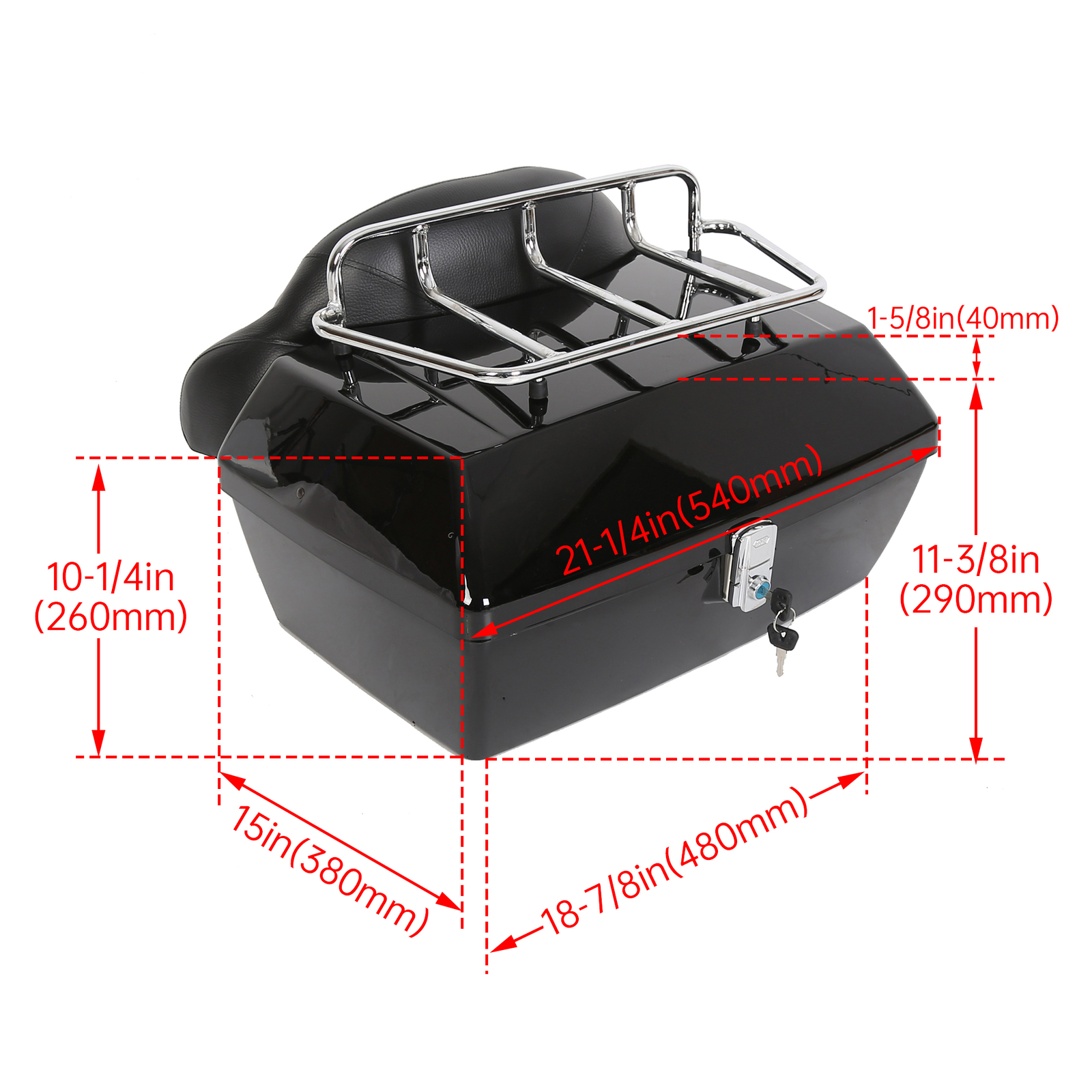 Motorcycle Trunk Tour Pack Luggage For Harley Honda Cruiser Tail Box Top Rack