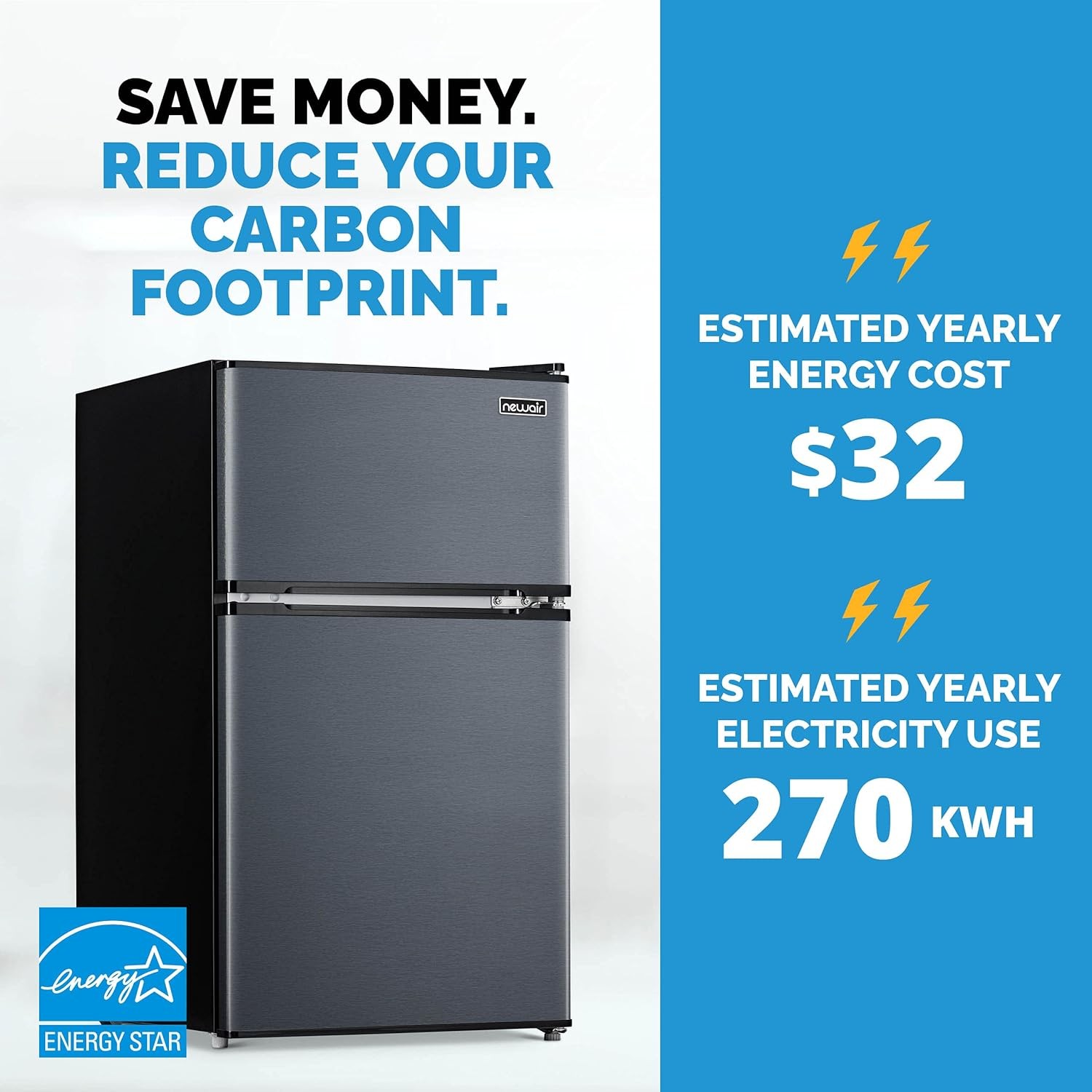 Newair NRF031GA00-RB Compact Mini Fridge with Freezer - Certified Refurbished