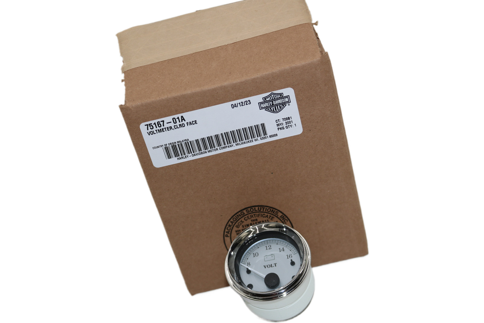 75167-01A NEW OEM 2004-2013 HARLEY-DAVIDSON TOURING VOLT GAUGE SILVER FACE